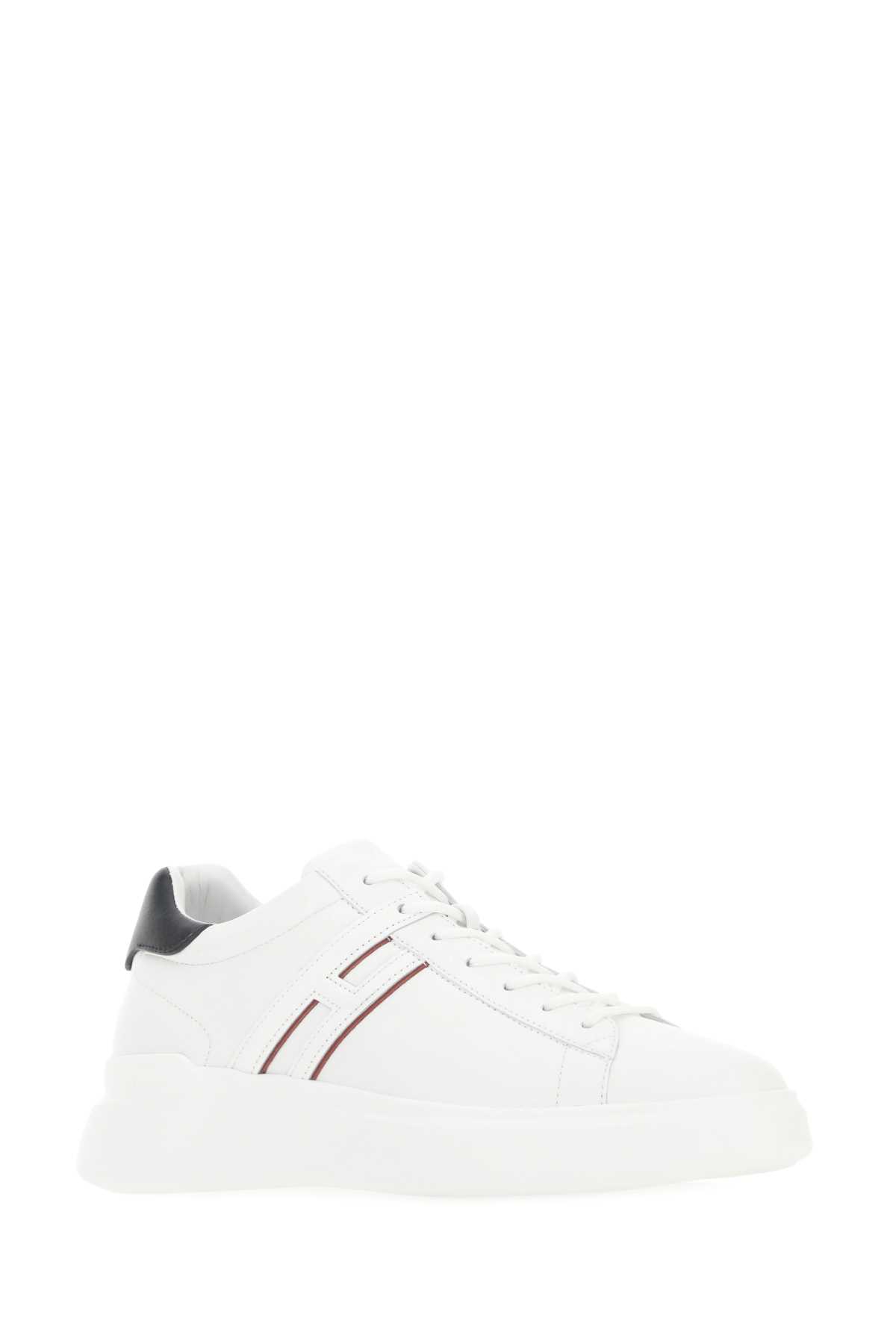 Shop Hogan White Leather H580 Sneakers In 14zz