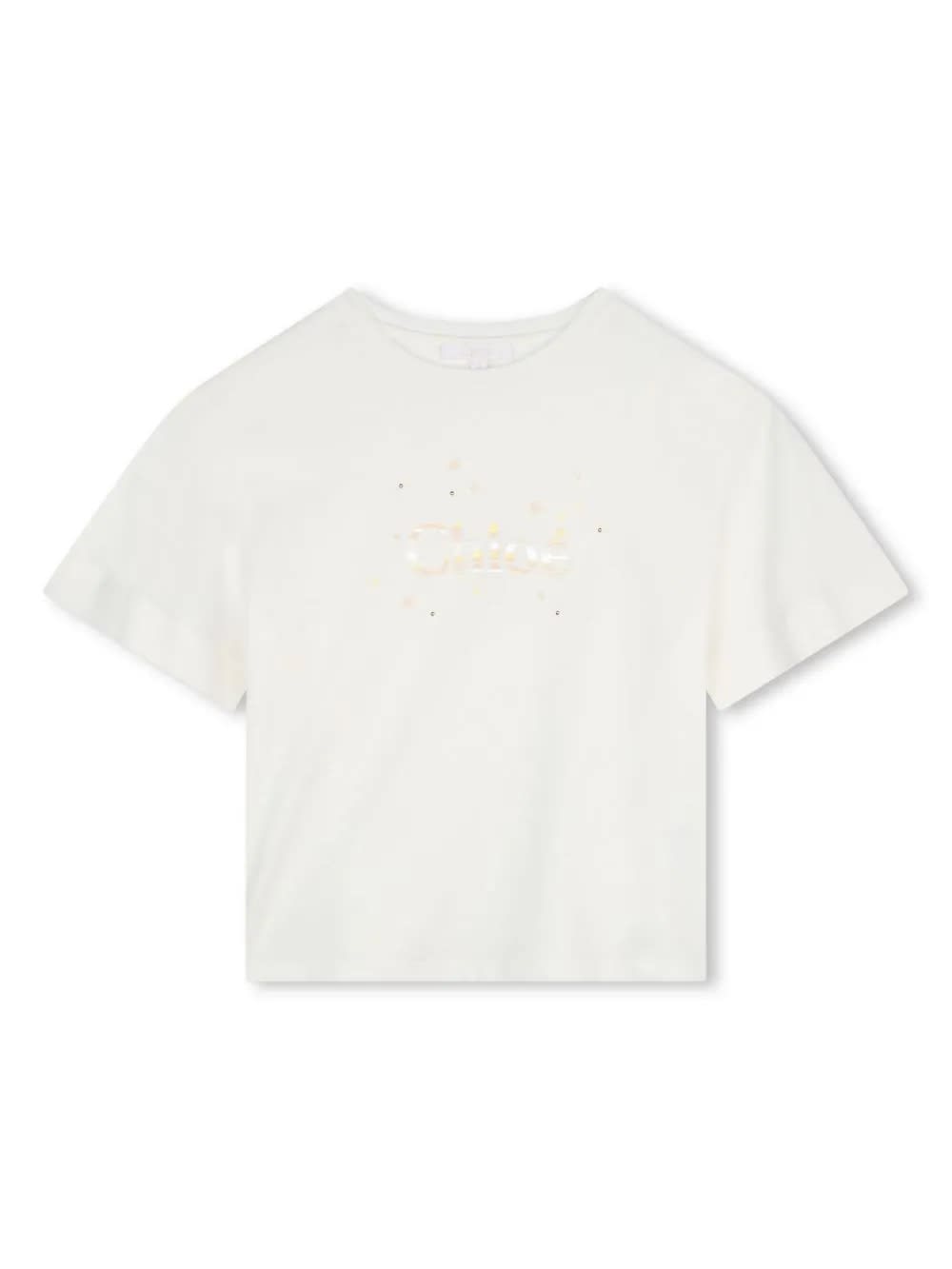 Shop Chloé White T-shirt With Logo And Stars Print