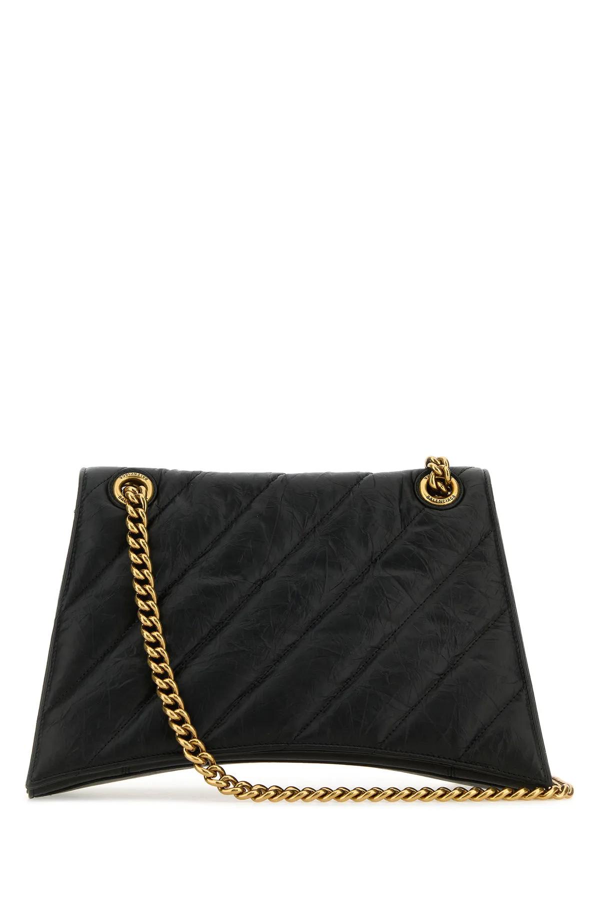 Balenciaga Crush Medium Quilted Leather Shoulder Bag In Black