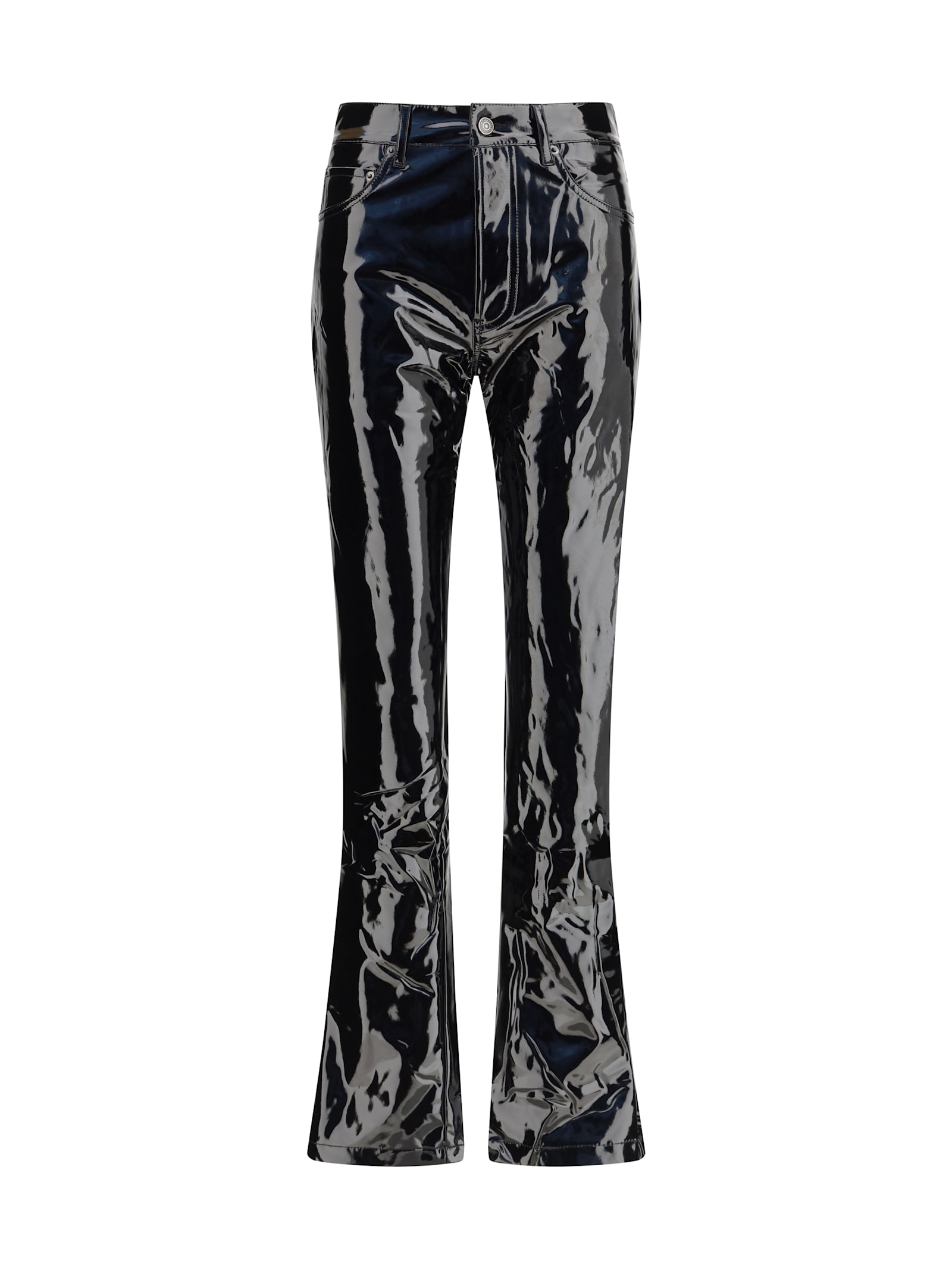 Fiorucci Straight Fit Vinyl Trousers In Black