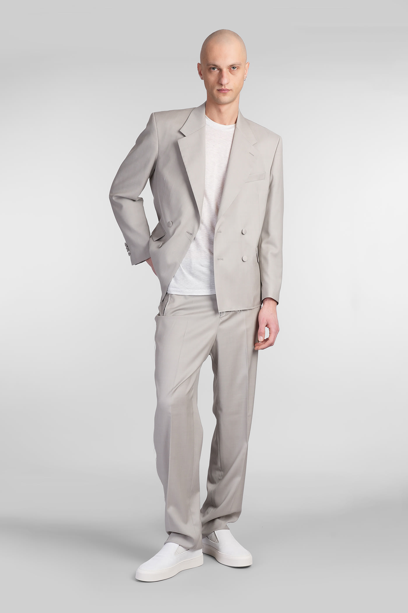 Paura Leyla T-shirt In Grey Cotton In Grey