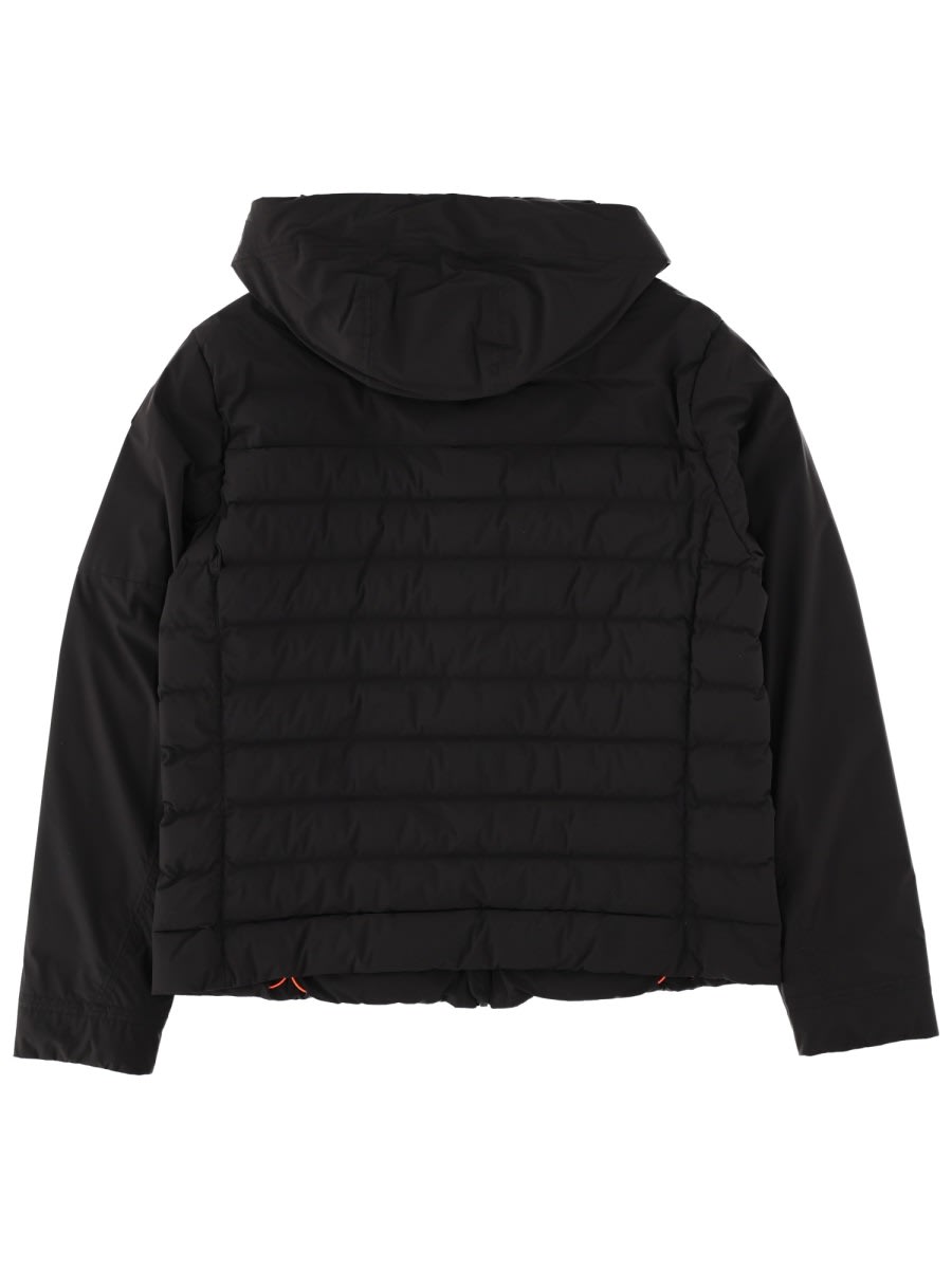Parajumpers Quilted High Collar Long Sleeve Coat In Black