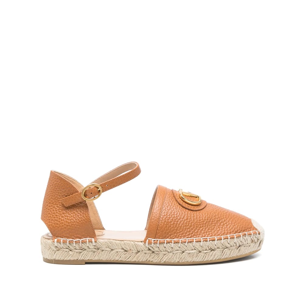 Valentino Leather Espadrillas In Neutral