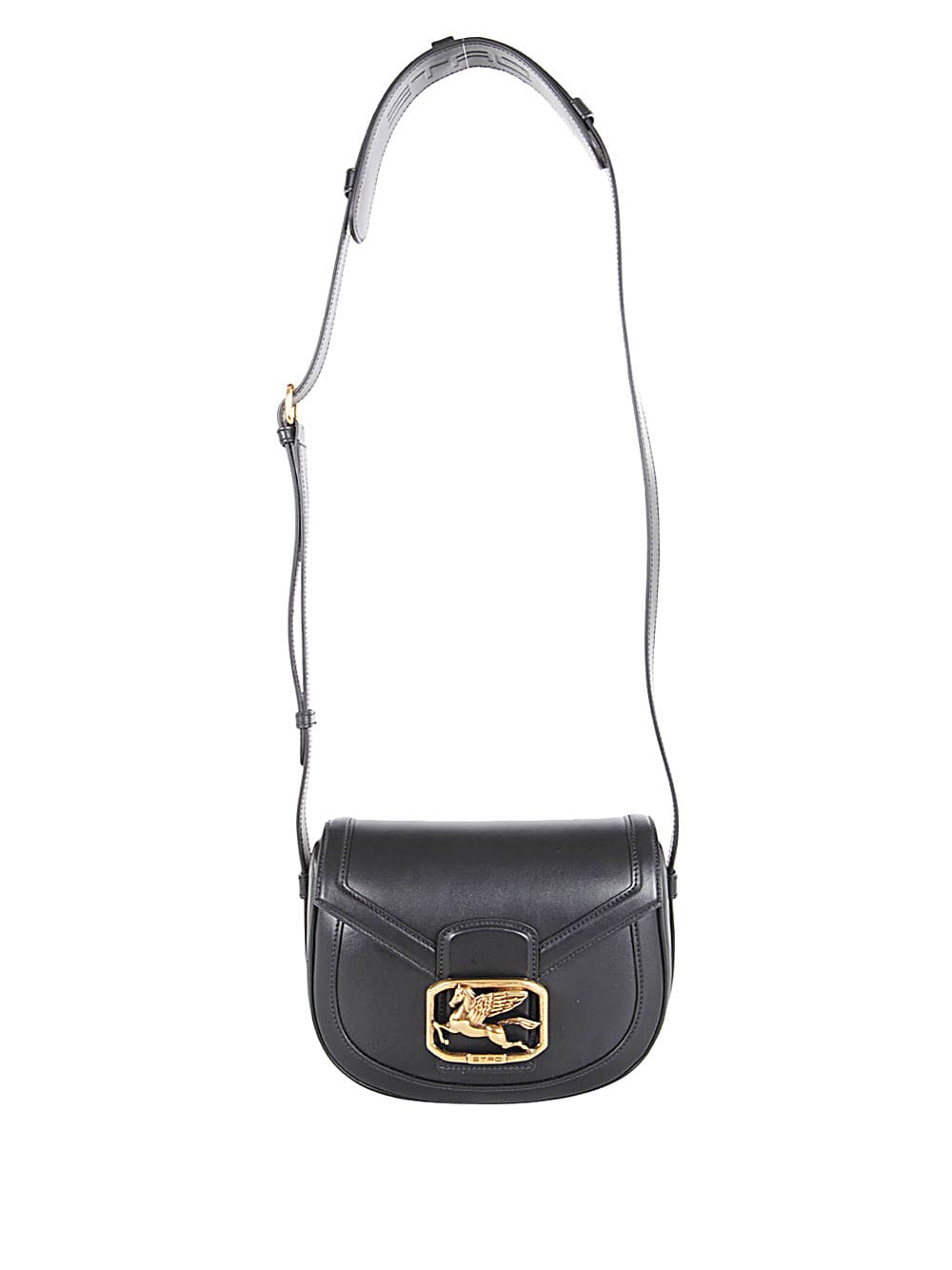 Etro Pegaso Leather Crossbody In Black