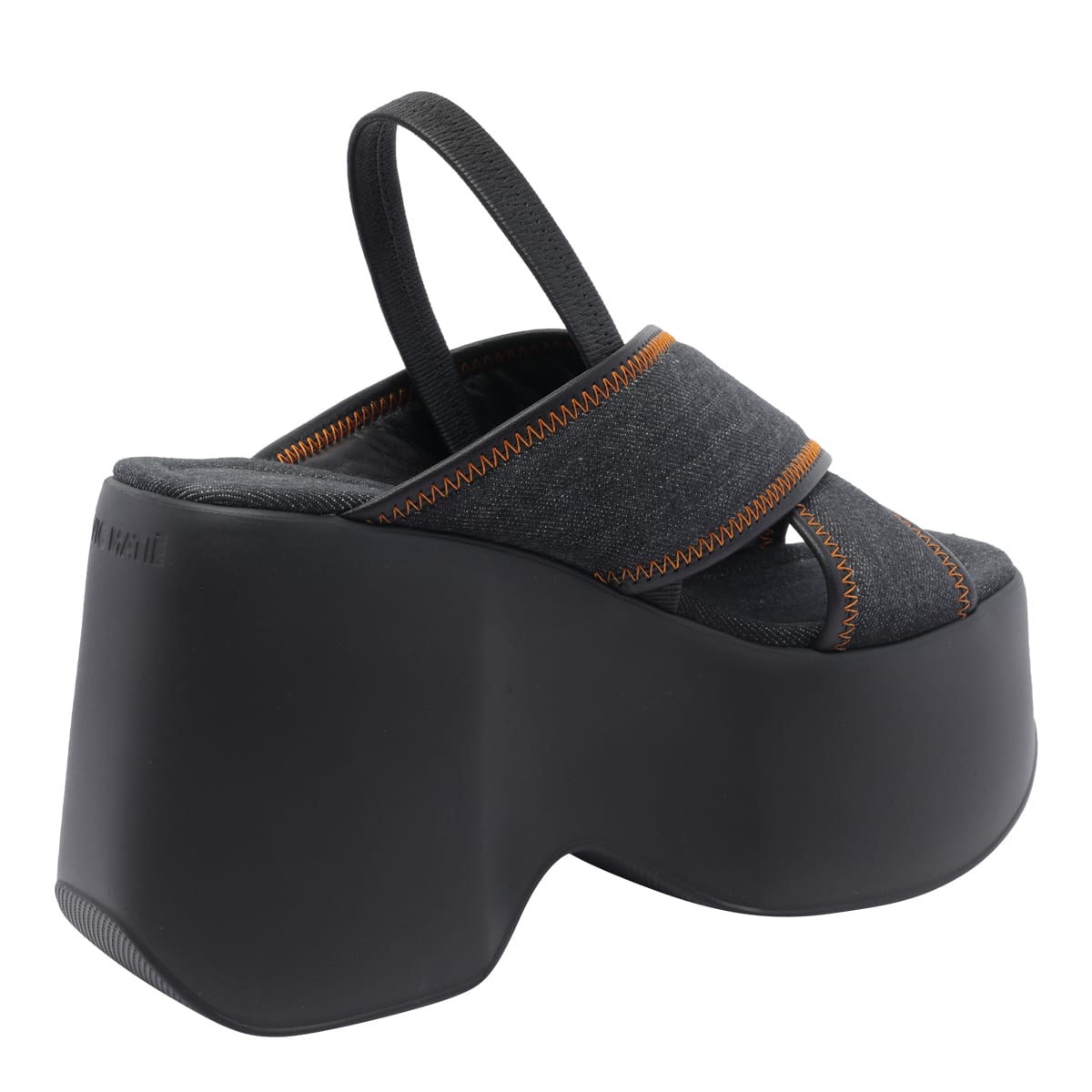 Vic Matie Denim Plateau Sandals In Black