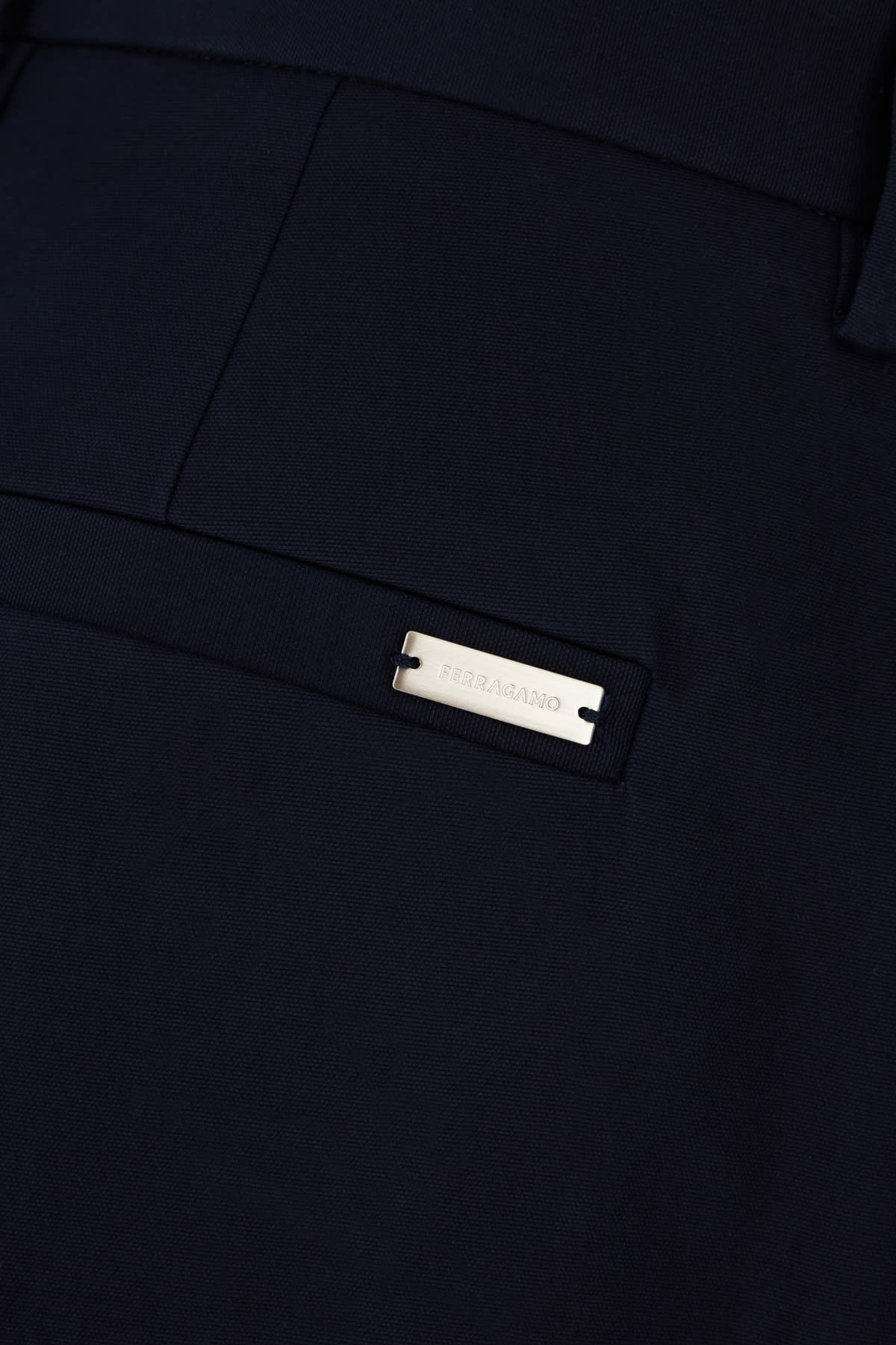 Ferragamo Navy Blue Cotton Pants In New Navy