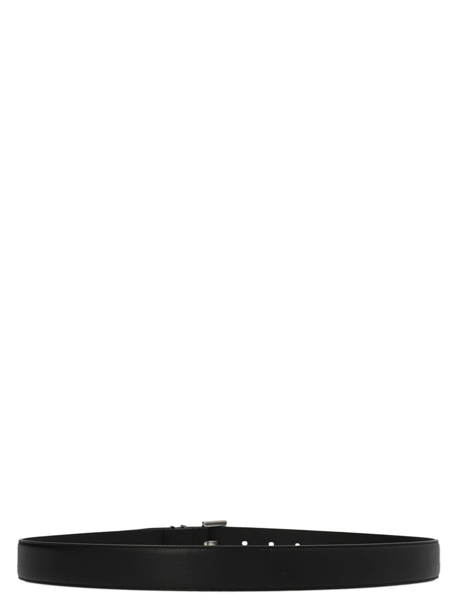 Shop Saint Laurent Cassandre Belt In Black