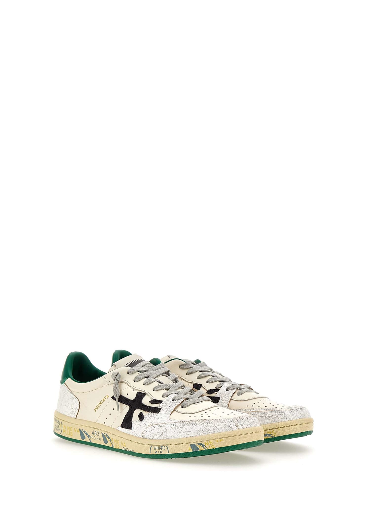 Shop Premiata Bskt Clay6778 Sneakers In Beige/green