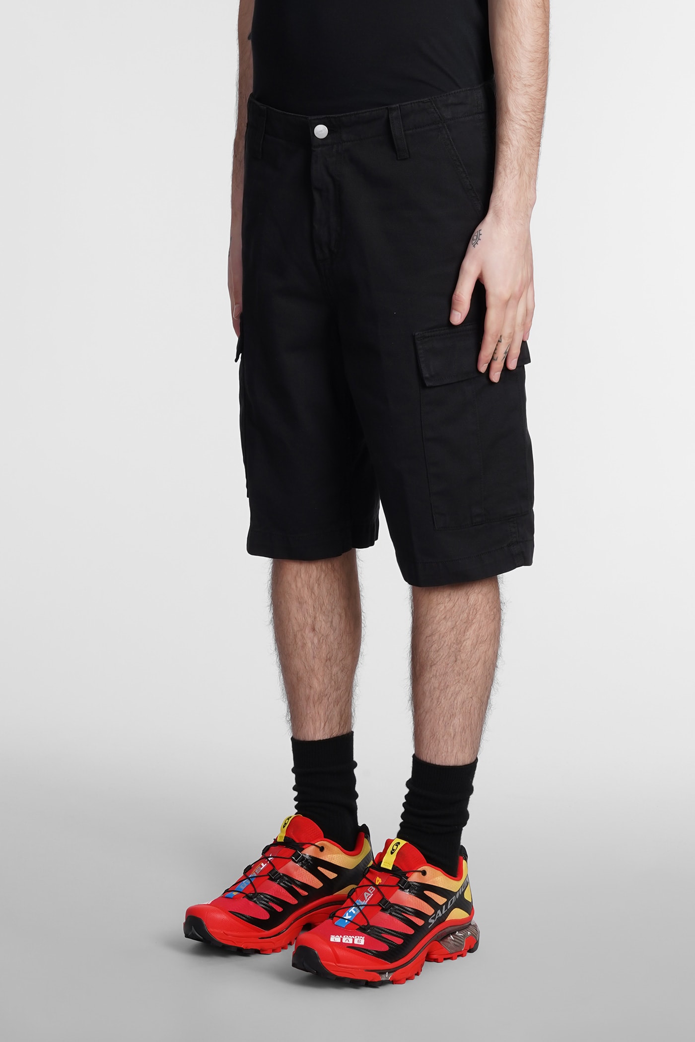 Carhartt Cotton Shorts With Patch Pockets In Black