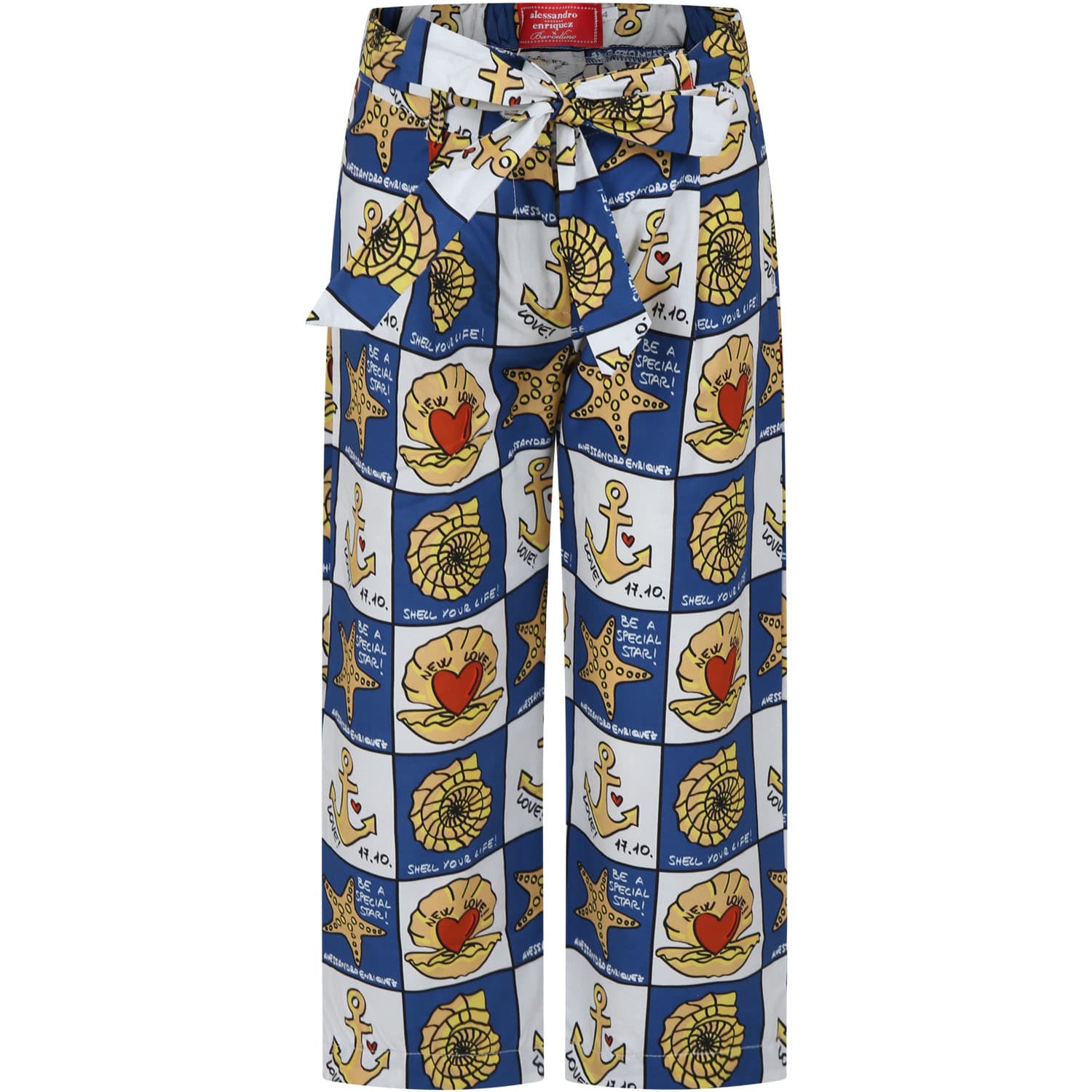 Alessandro Enriquez Blue Trousers For Kids With Pop Print