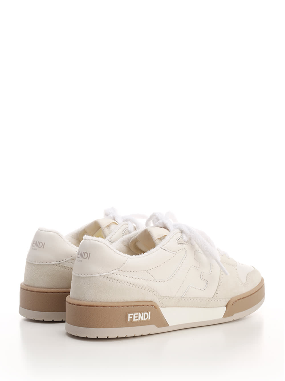 Fendi Match White Suede Low-cut Shoes In Fhs Ice White