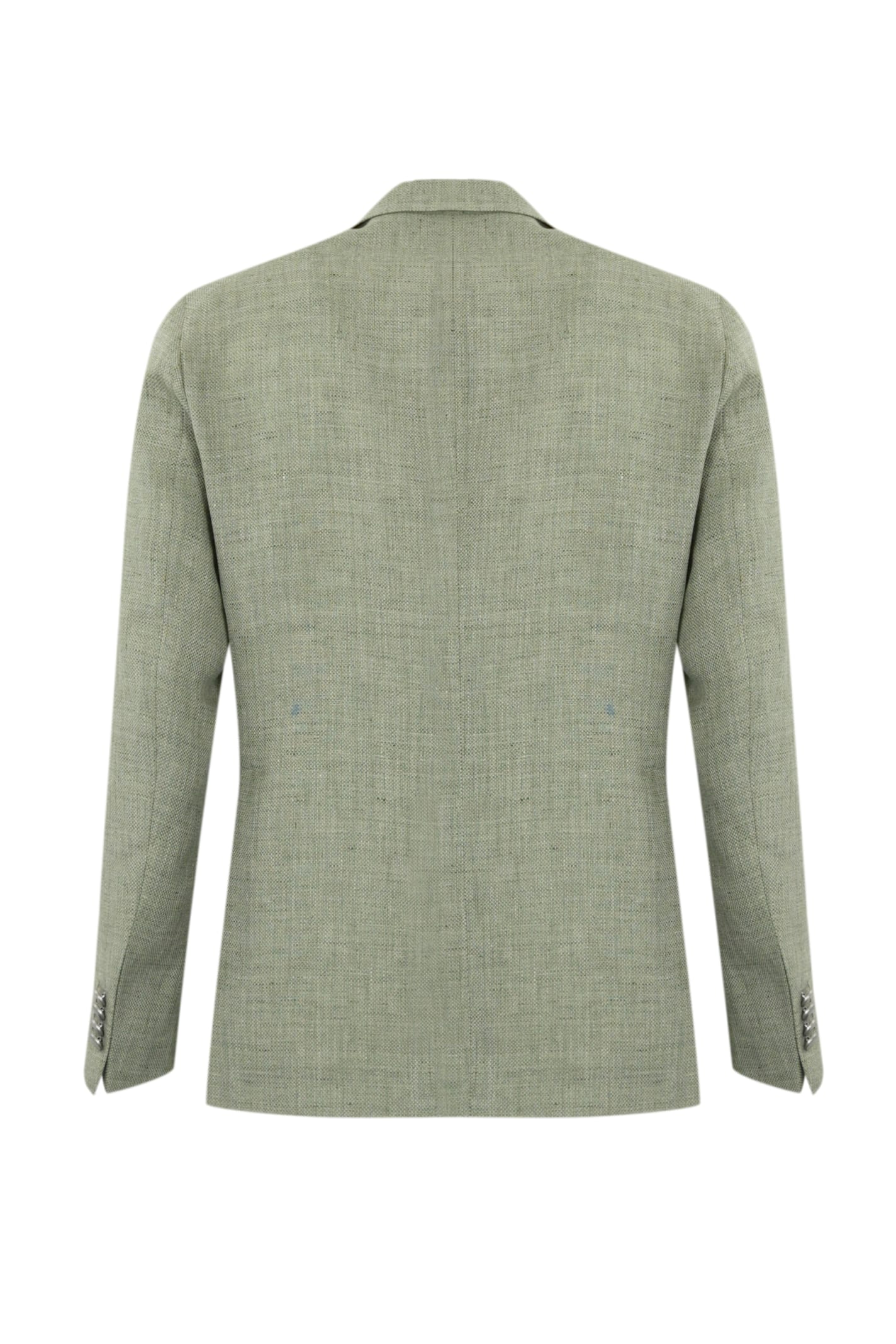 Tagliatore Double-breasted Jacket In Wool And Linen In Verde