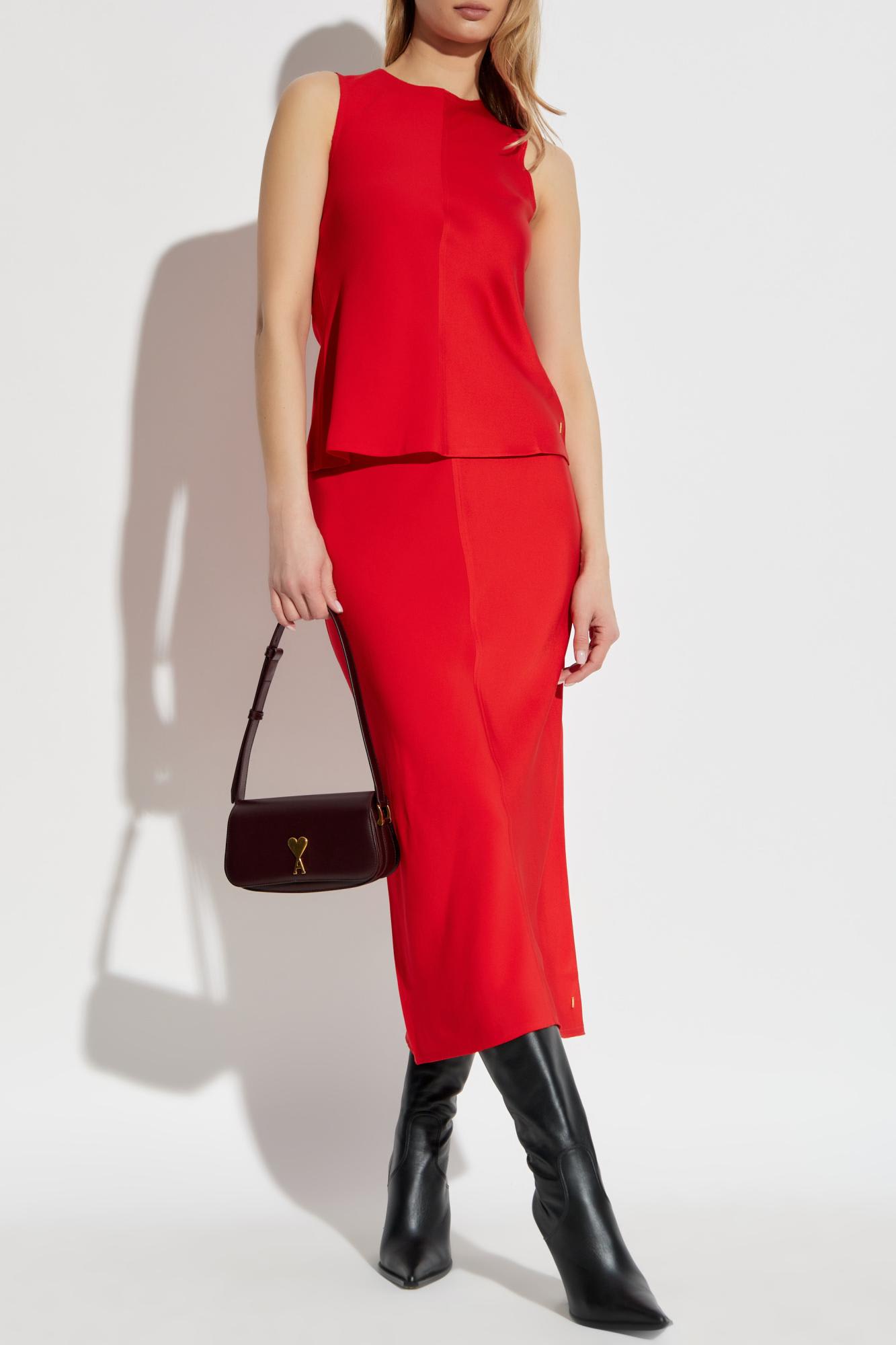 Ami Alexandre Mattiussi Ami Paris Straight Midi Skirt In Red