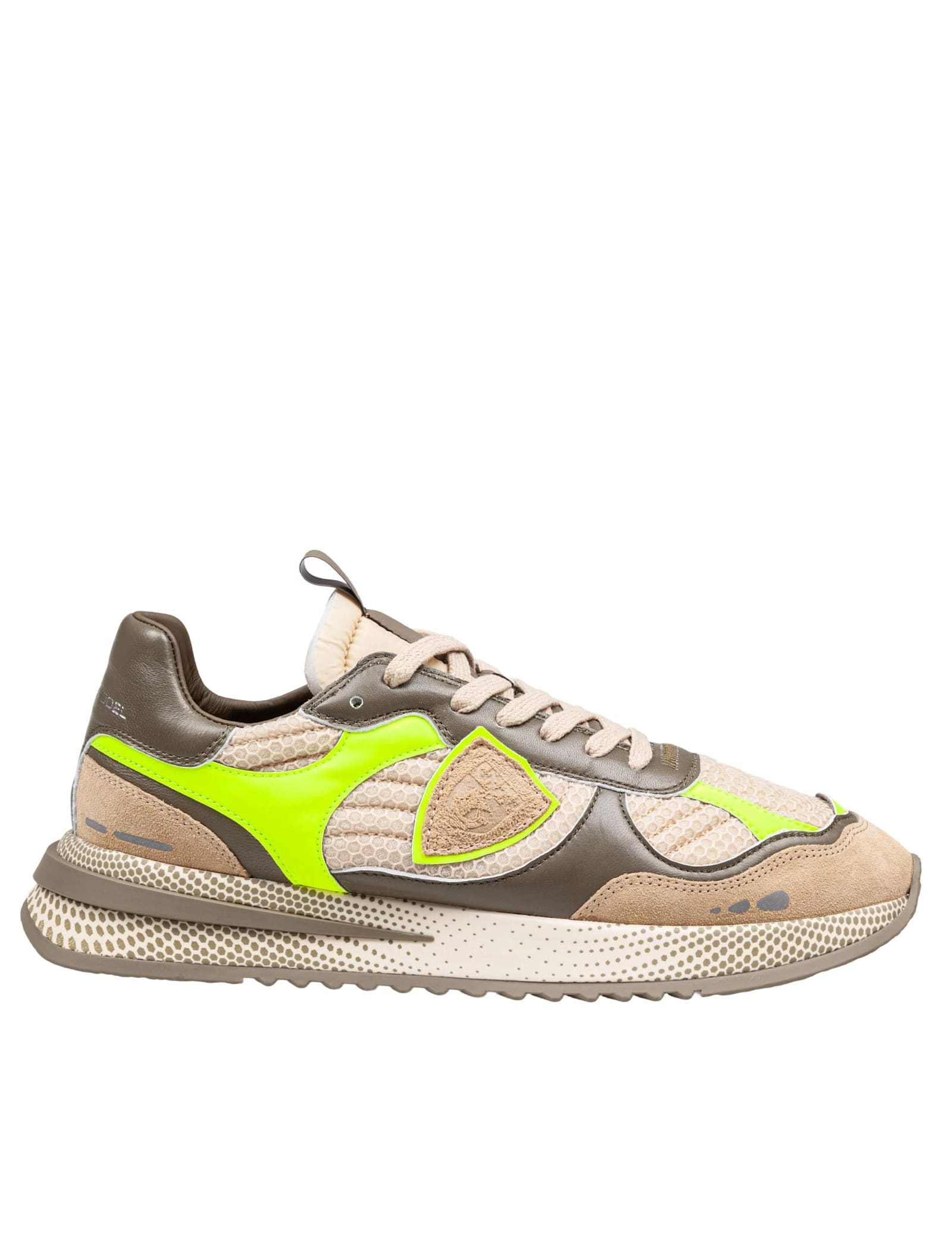 Olympique Sneakers In Leather And Fabric Color Military Green And Yellow