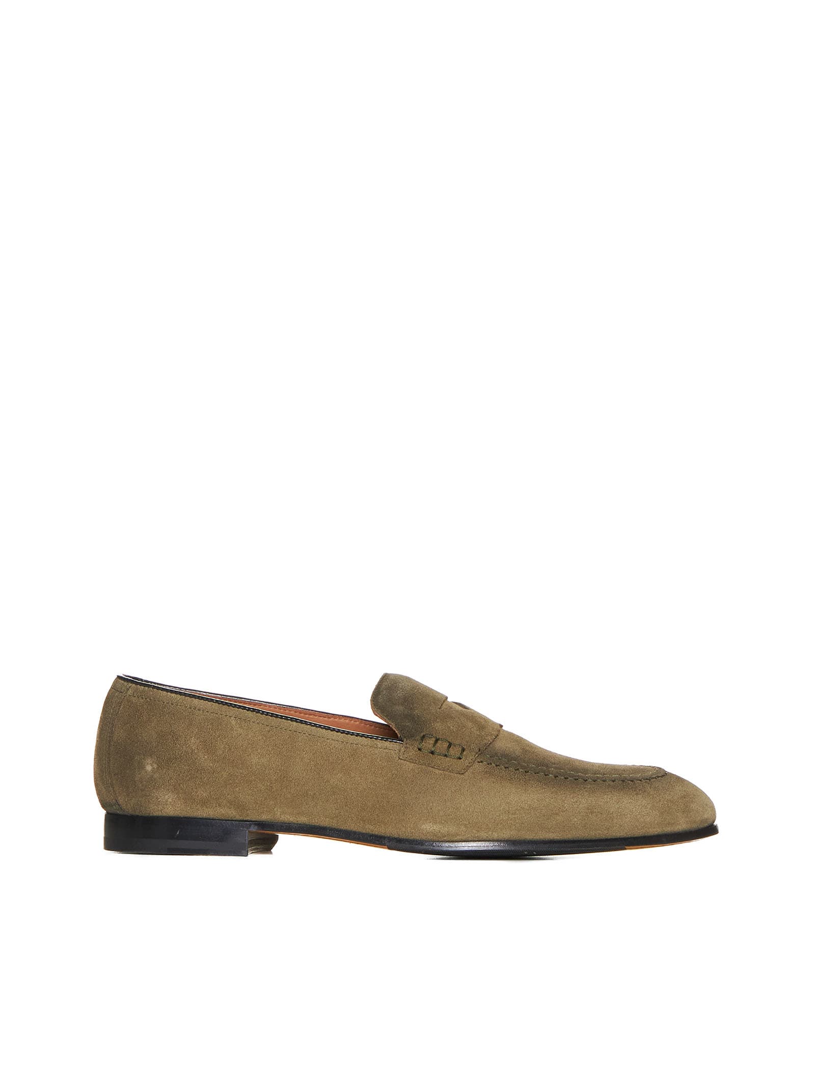 Shop Doucal's Loafers In Oliva + F.do Nero