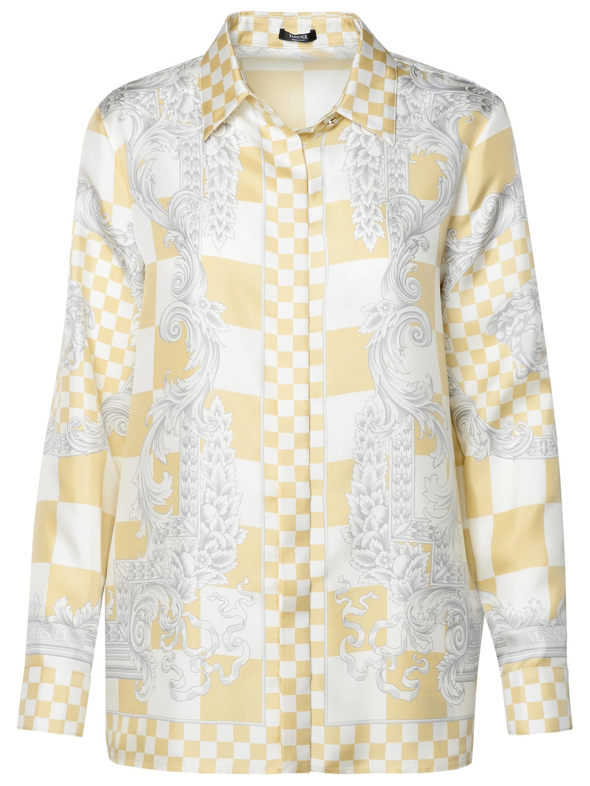 Shop Versace Beige Silk Shirt In Multicolor