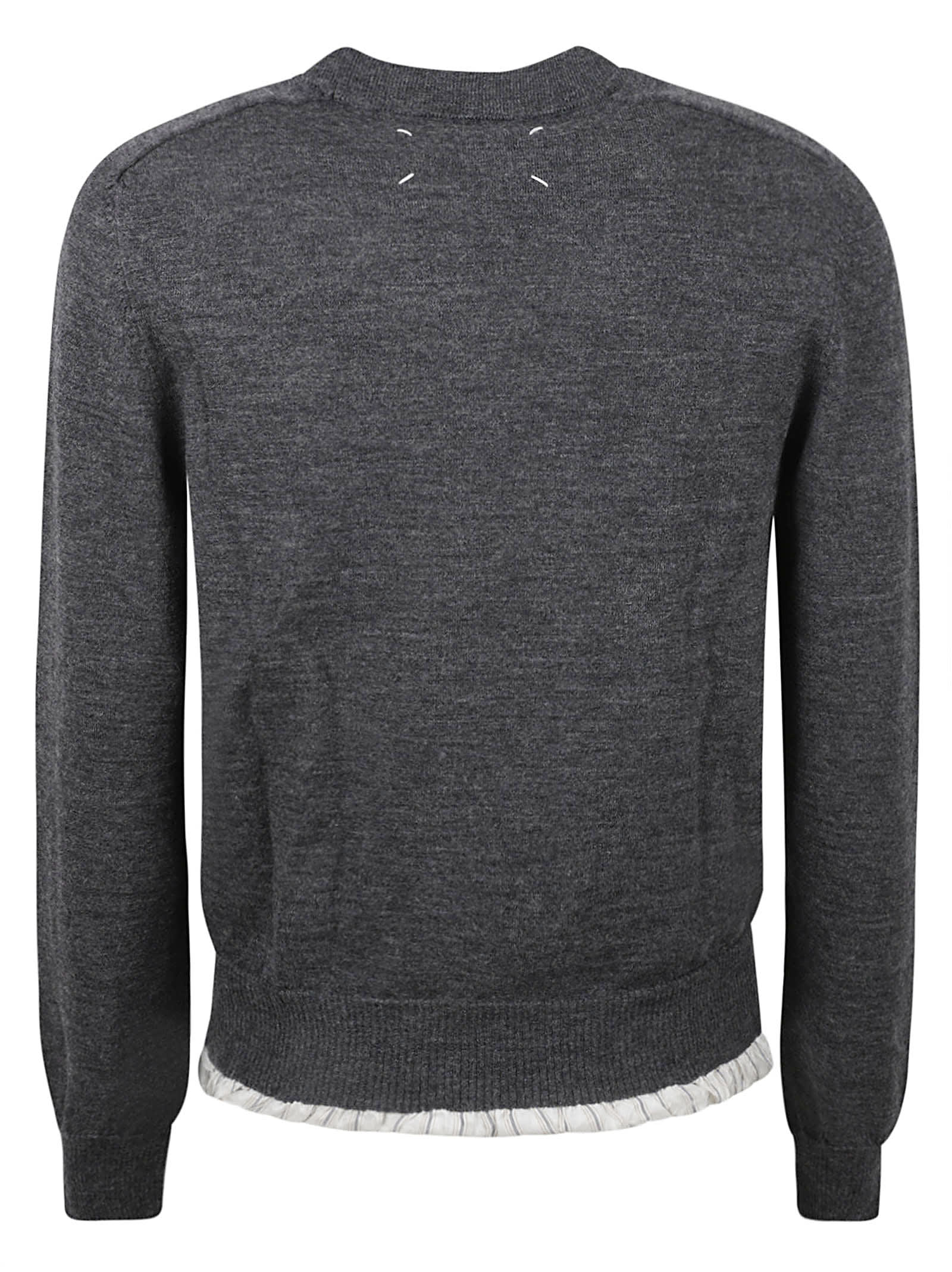 Shop Maison Margiela Distressed Rib Sweatshirt In Dark Grey