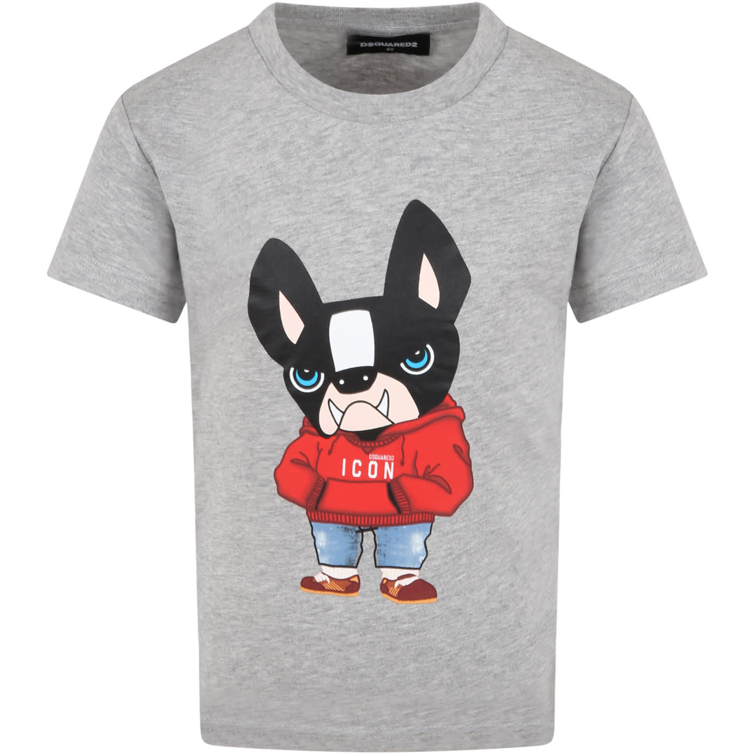 DSQUARED2 GREY T-SHIRT FOR BOY WITH DOG