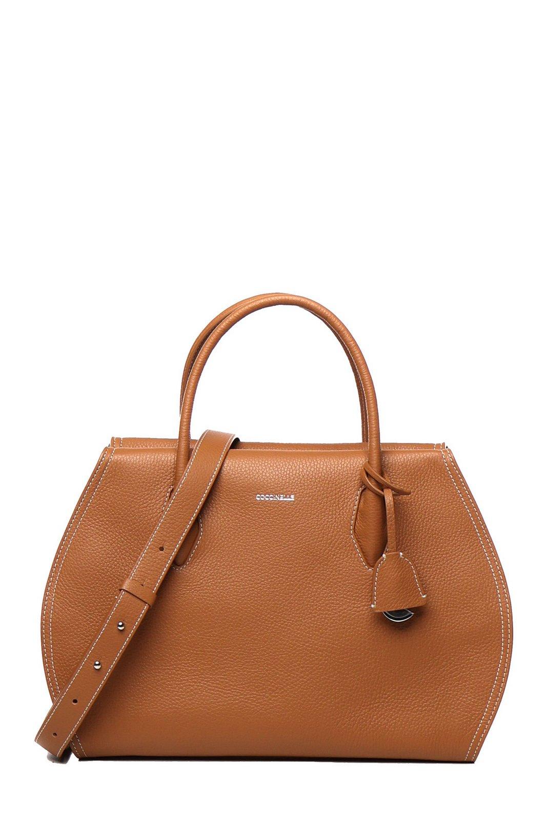 Coccinelle Lord Logo Printed Large Tote Bag In Leather