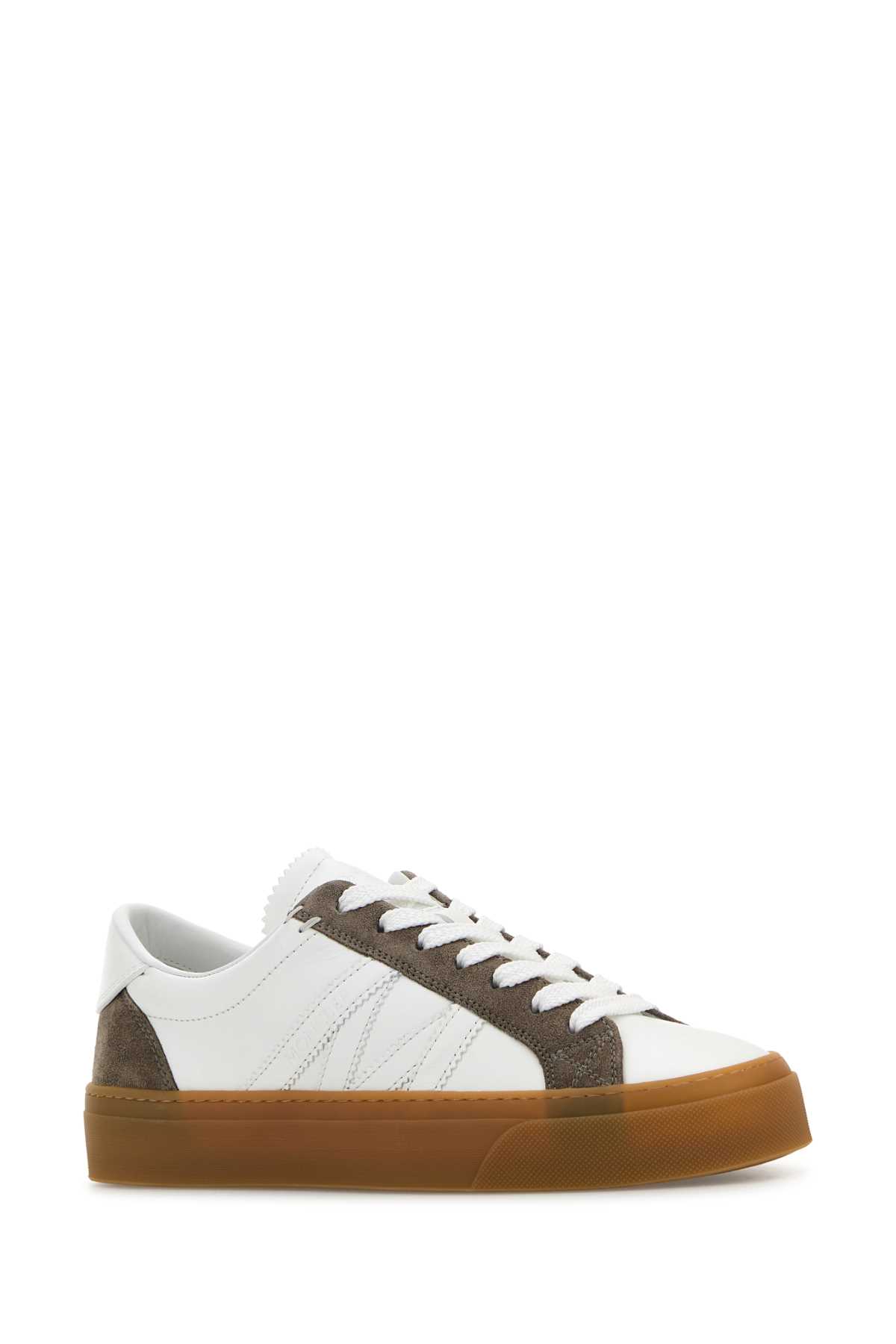 Shop Moncler Two-tone Leather And Suede Monaco Sneakers In 001