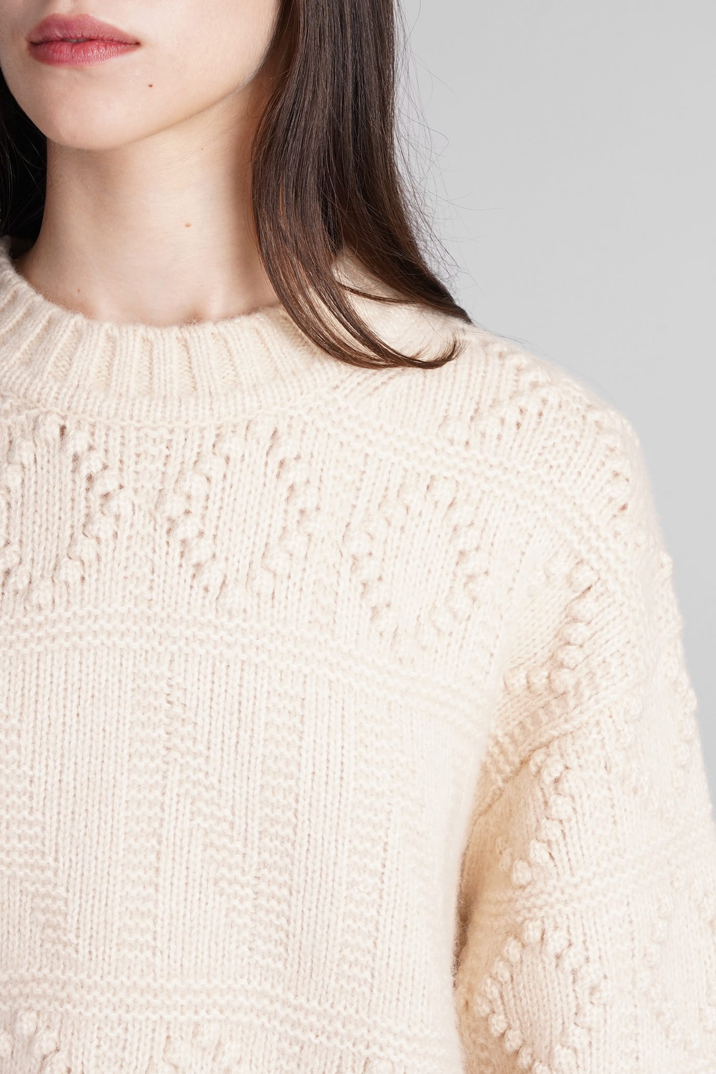 Shop Ganni Knitwear In Beige Wool