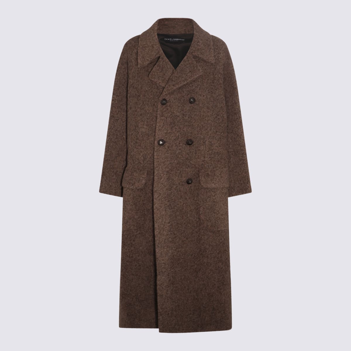 Shop Dolce & Gabbana Brown Wool Blend Coat In Grey