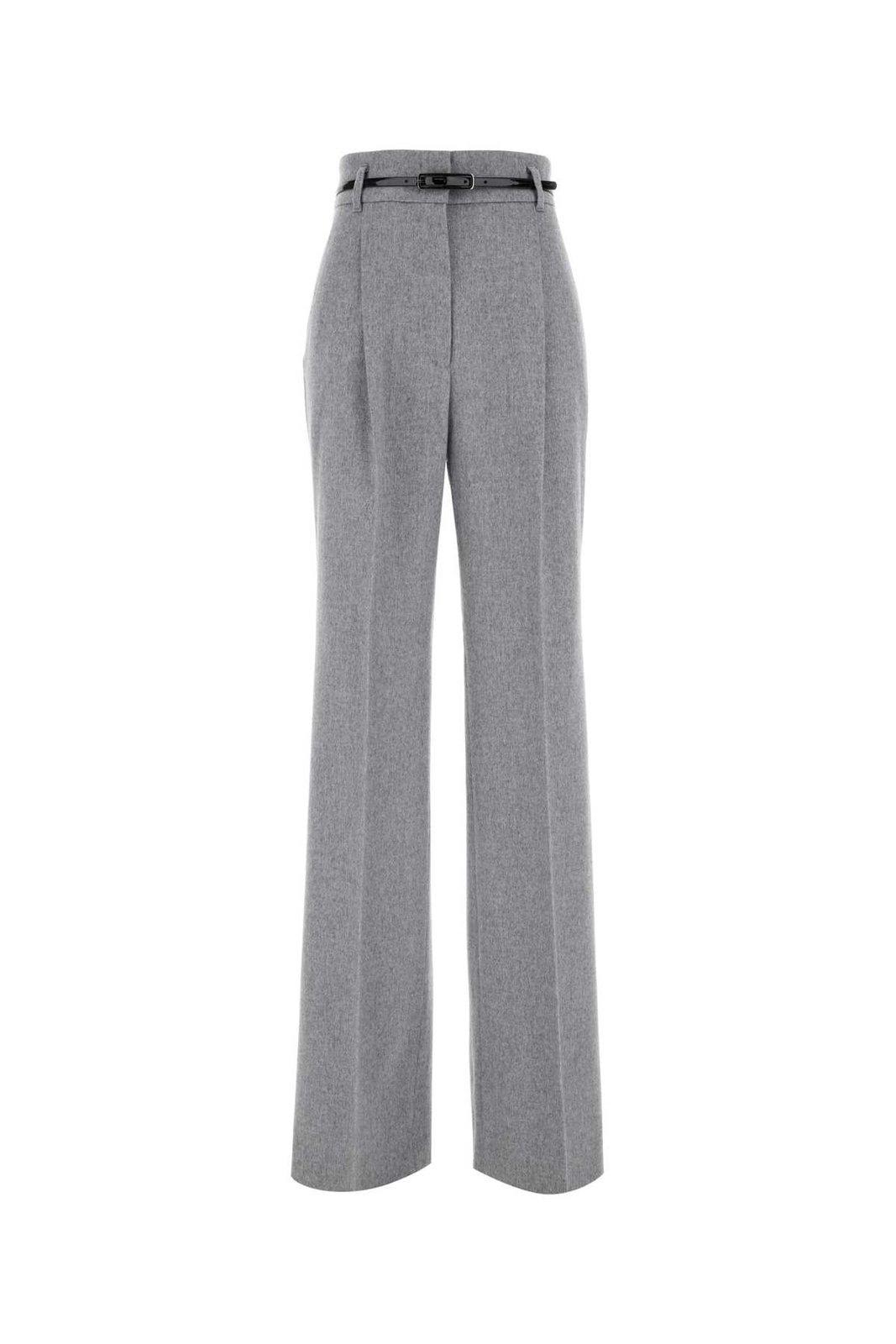 Shop Max Mara Pleat Detailed Straight Leg Trousers In Grey