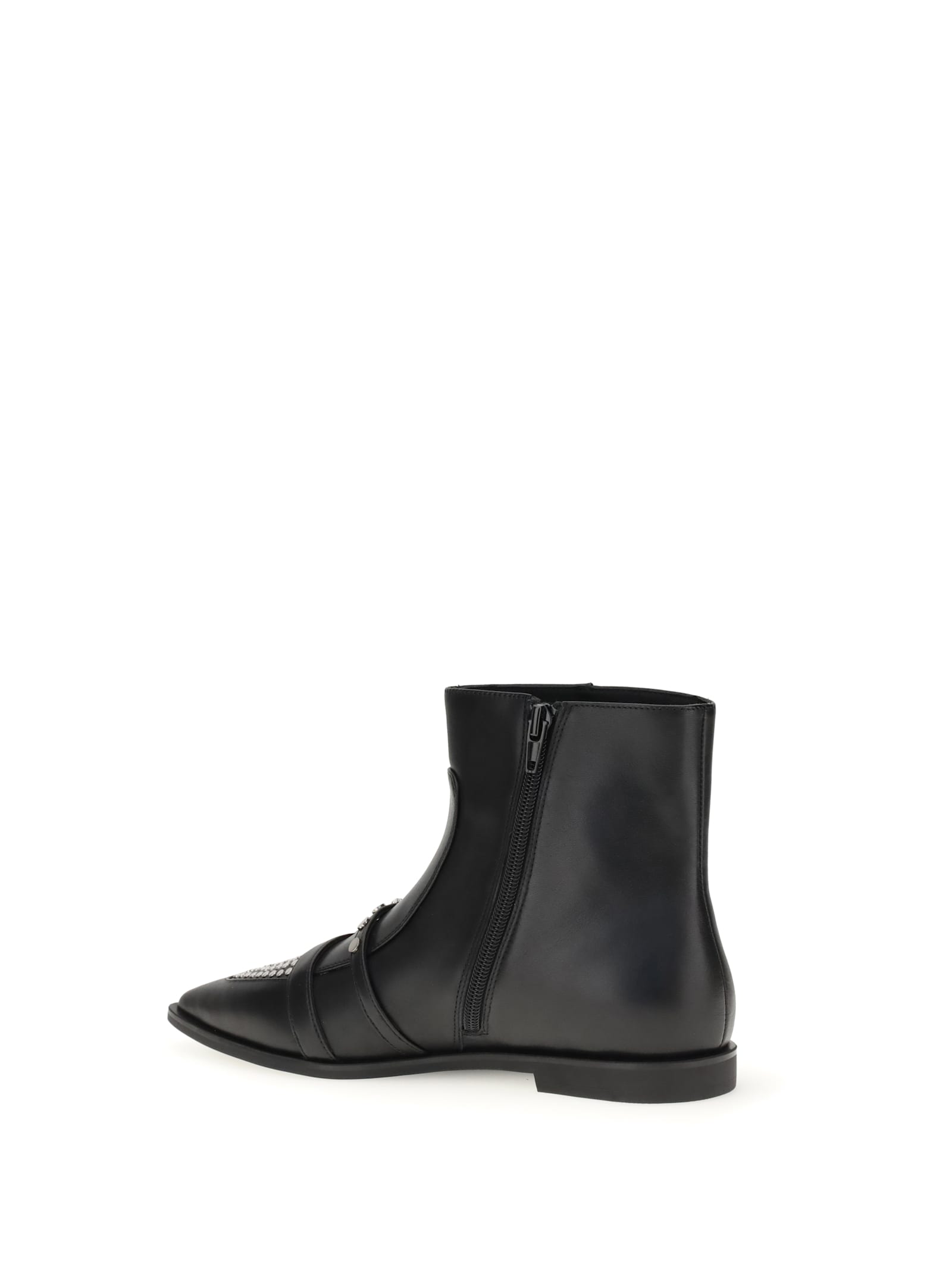 Pinko Leather Boots With Studs And Straps