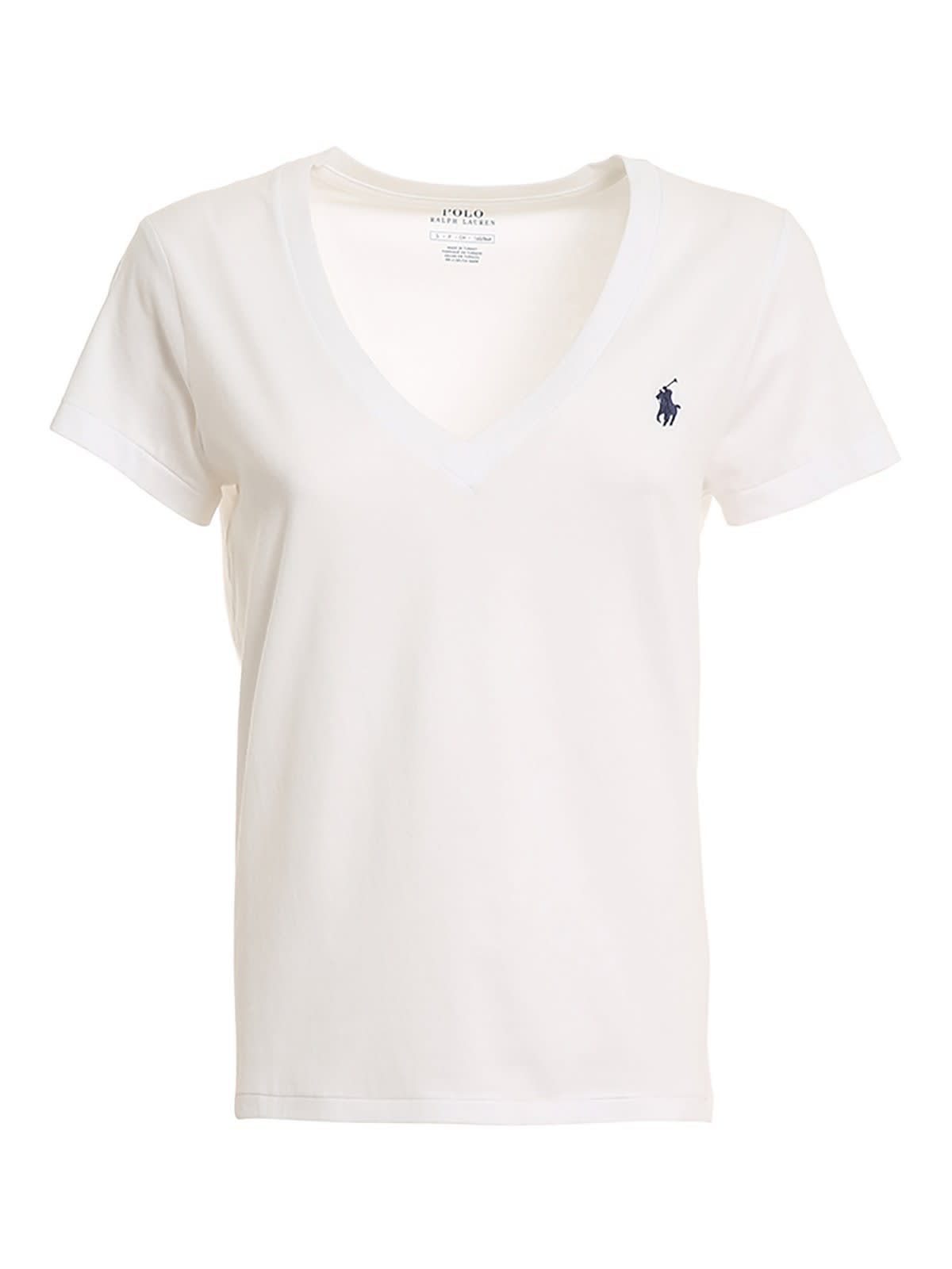 Polo Ralph Lauren Small Logo V-neck T-shirt In White