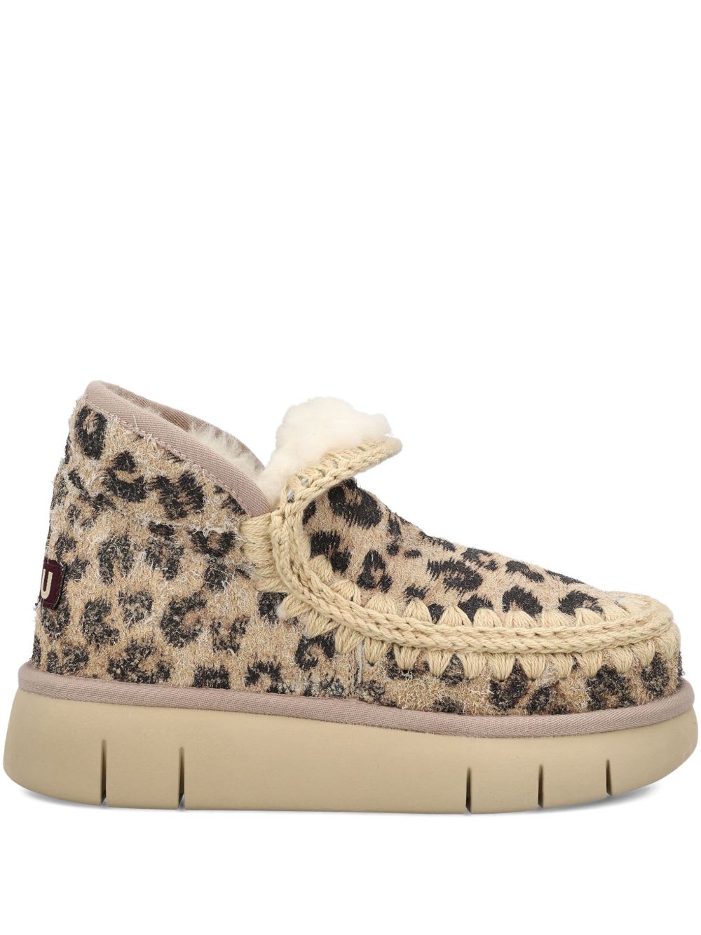Mou Eskimo Bounce Sneakers Hairy Cow Suede Leopard Brandy In Brown