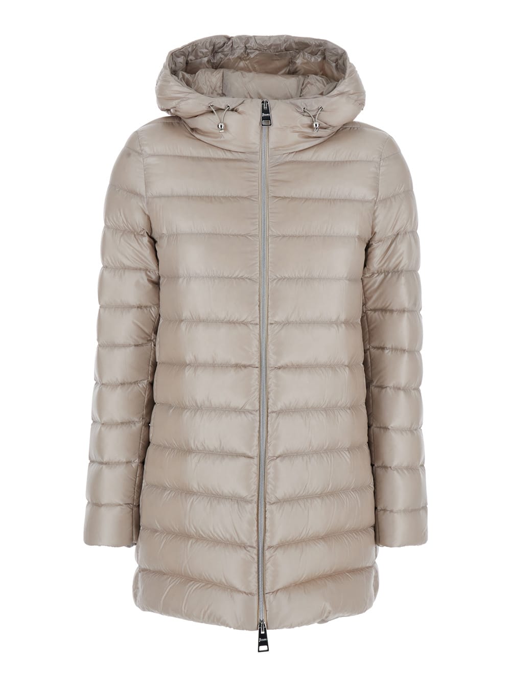 Herno Beige Down Jacket With Drawstring Hood In Tech Fabric Woman In Neutral