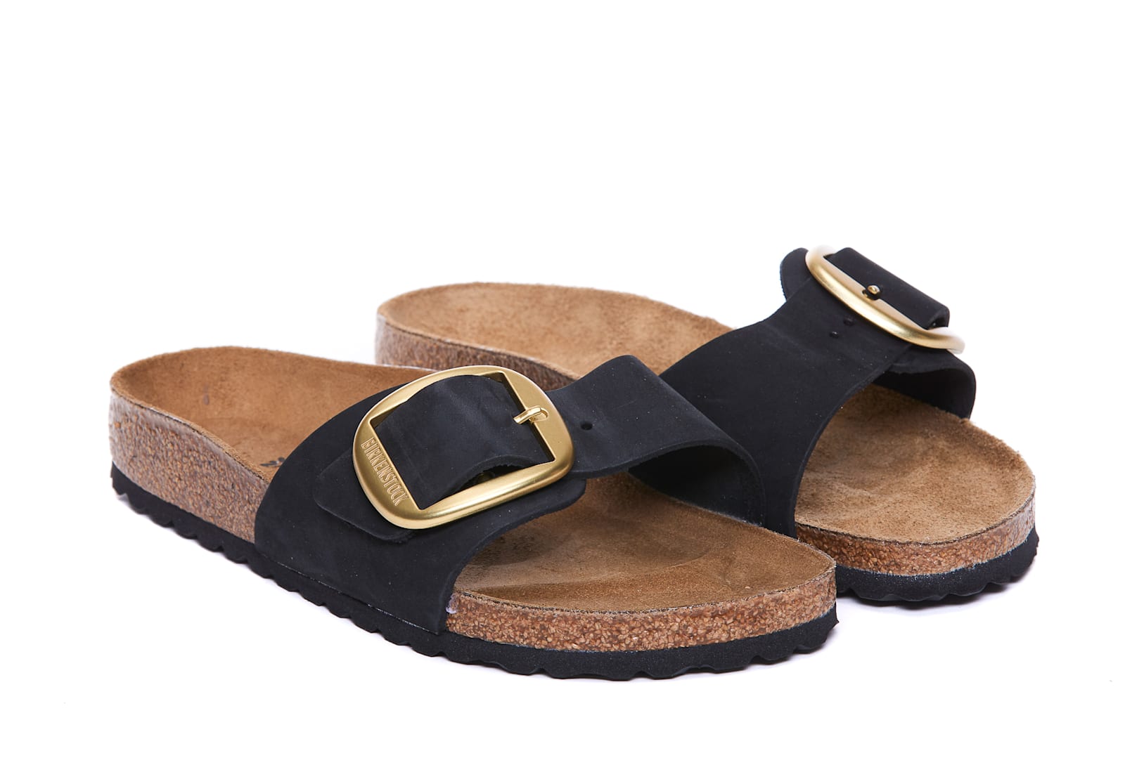 Birkenstock Madrid Big Buckle Nubuck Sandal In Black