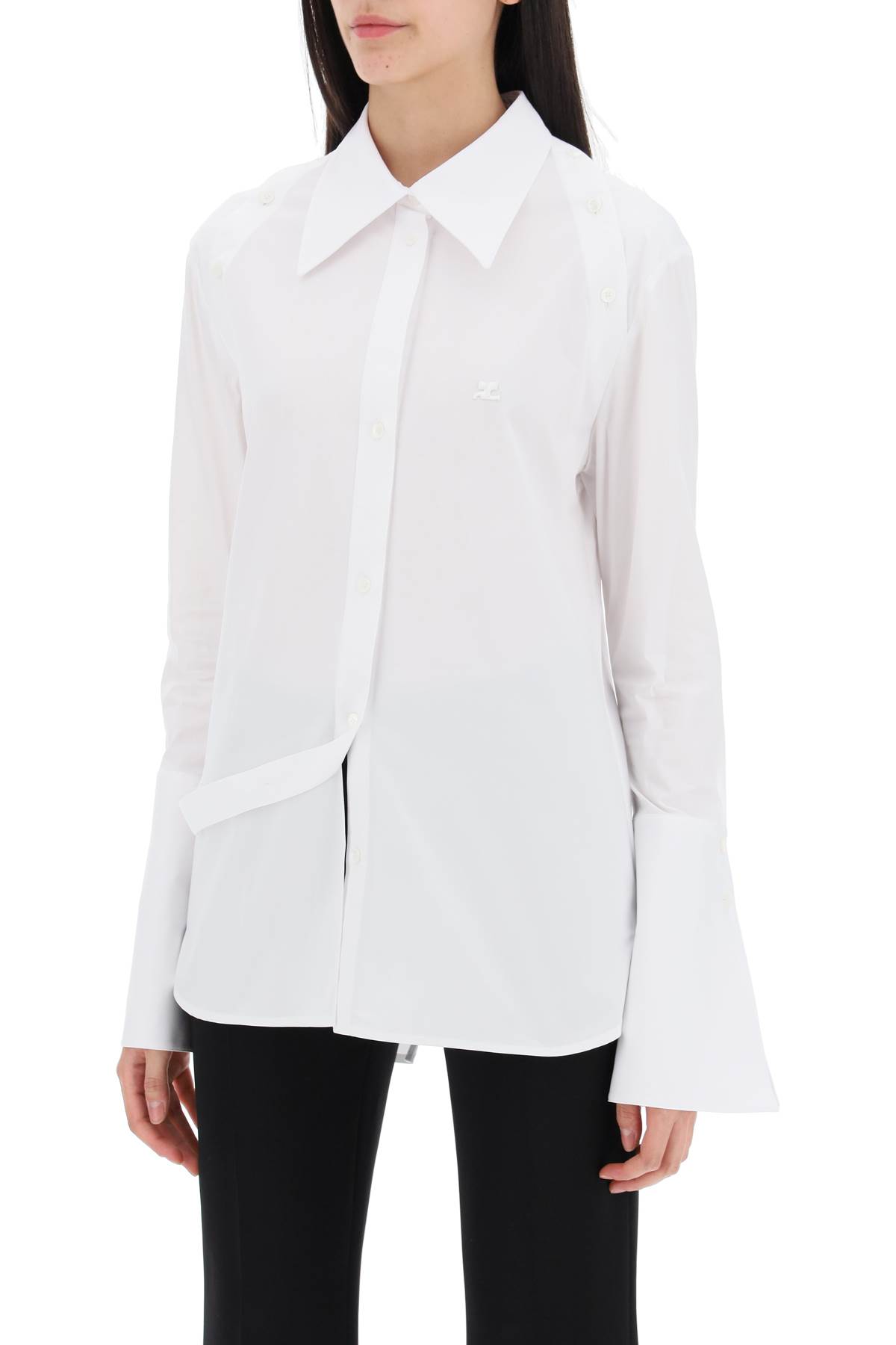 Shop Courrèges Modular Cotton Poplin Shirt In Heritage White (white)