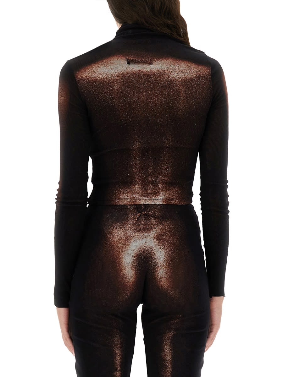 Jean Paul Gaultier "body Dust" Print Top In Brown