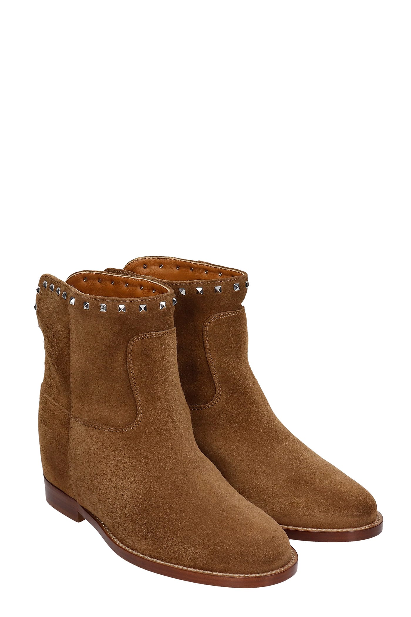 Via Roma 15 Ankel Boots Inside Wedge In Brown Suede