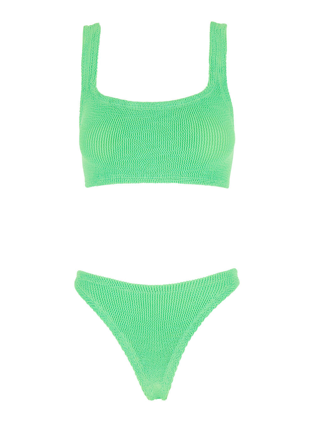 xandra Green Bikini With Fixed Straps In Ribbed Stretch Polyamide Woman