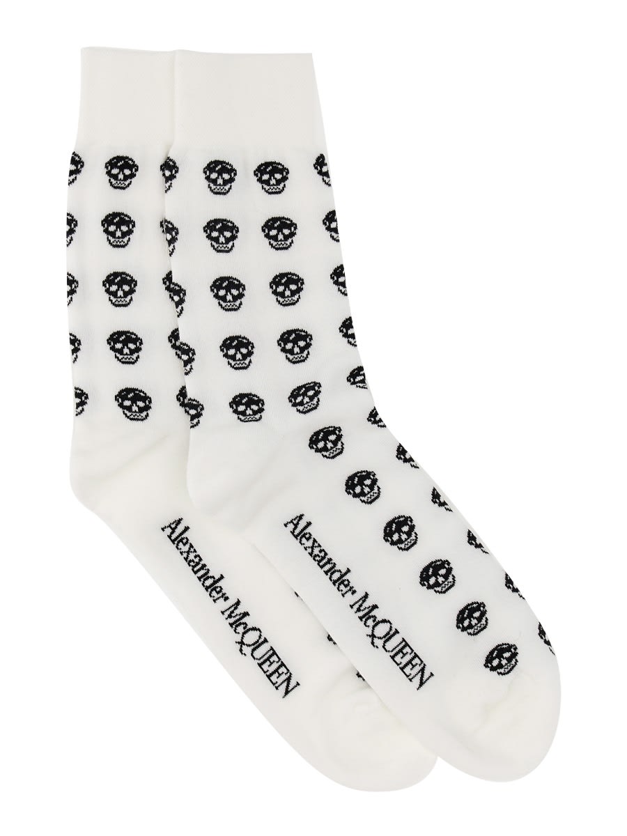 Shop Alexander Mcqueen Skull Socks In White