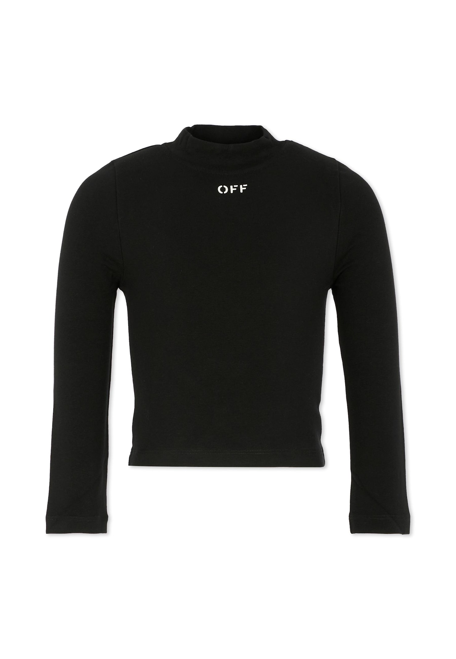 Off-white Black Turtleneck For Girl With Logo In Black