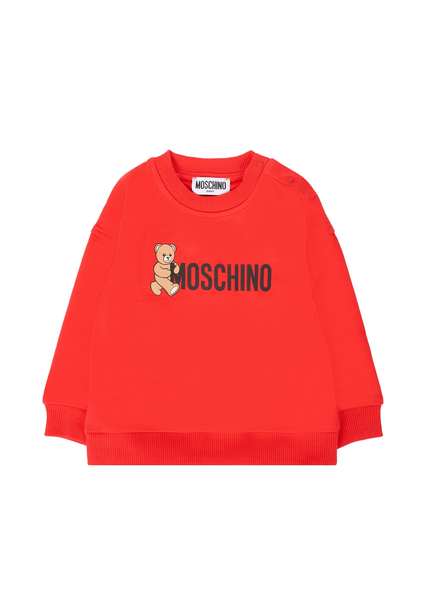 Moschino Red Sweatshirt For Babykids With Logo In Red
