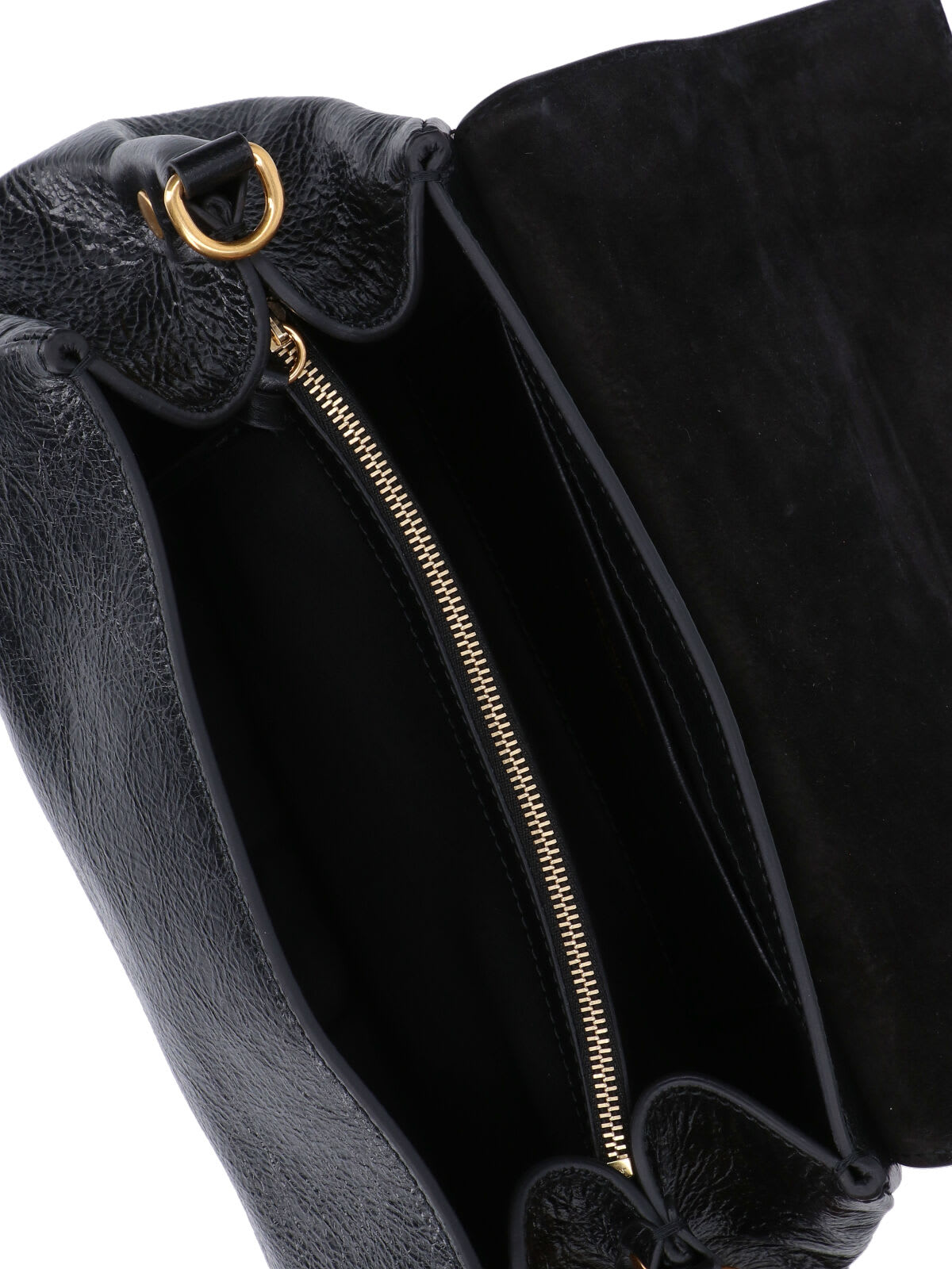 Dries Van Noten Textured Leather Shoulder Bag With Gold-tone Buckle Closure In Black
