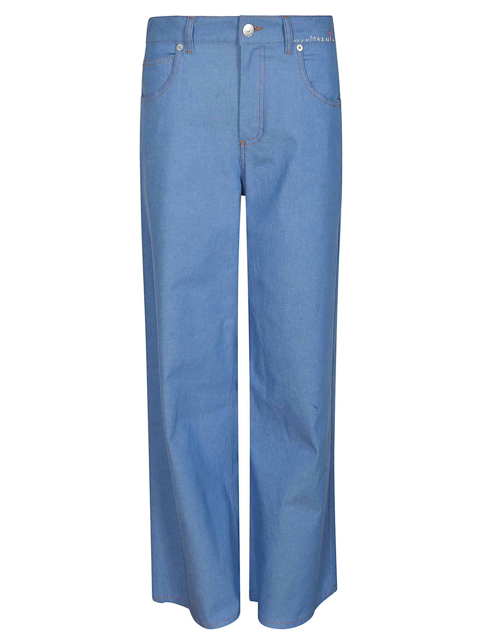 Shop Marni Straight Buttoned Jeans In Blue