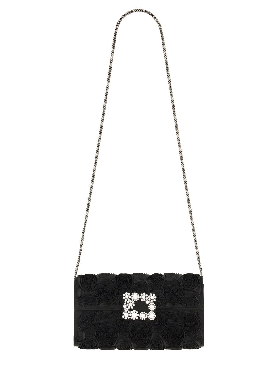Roger Vivier Efflorescence Clutch Bag In Black