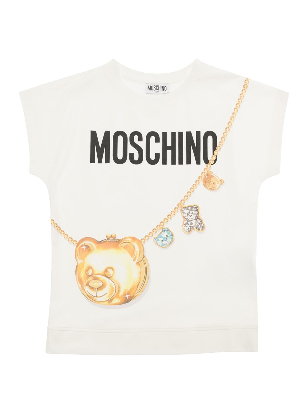 Shop Moschino White T-shirt With  Print In Stretch Cotton Girl In Bianco