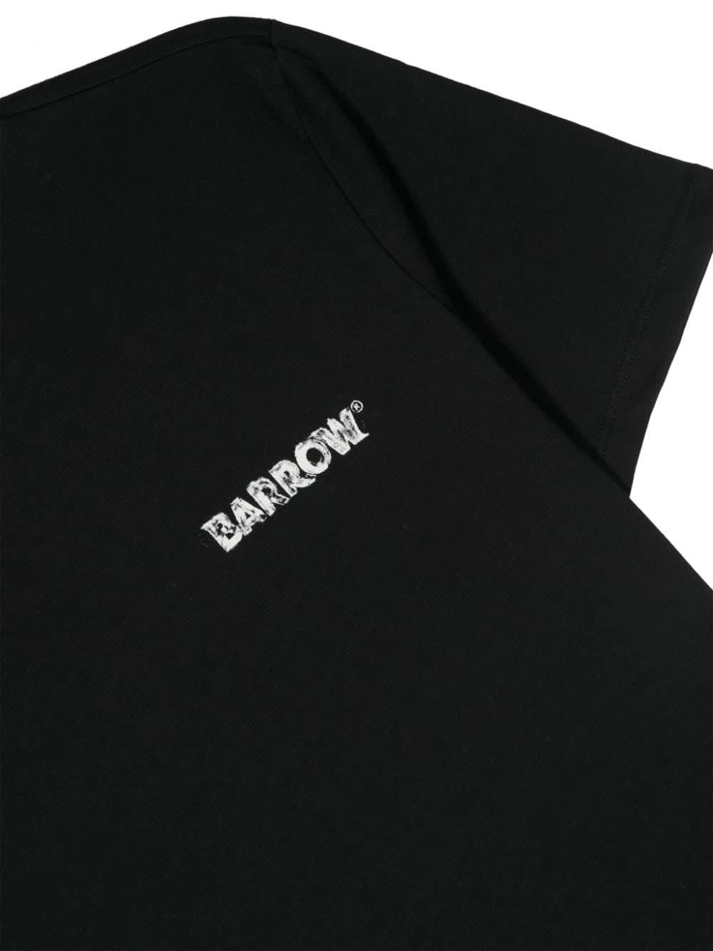 Shop Barrow Black T-shirt With Logo And Graphics In Nero/black