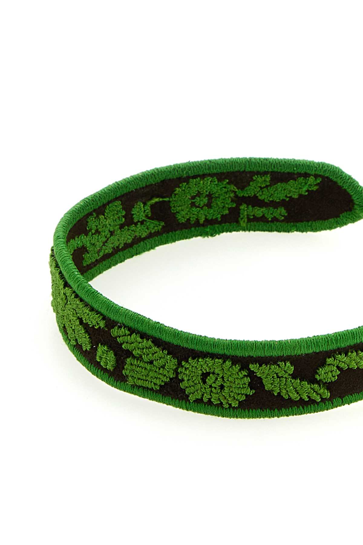 Prada Bracciale Bicolor In Pelle Scamosciata E Tessuto Donna In Verde