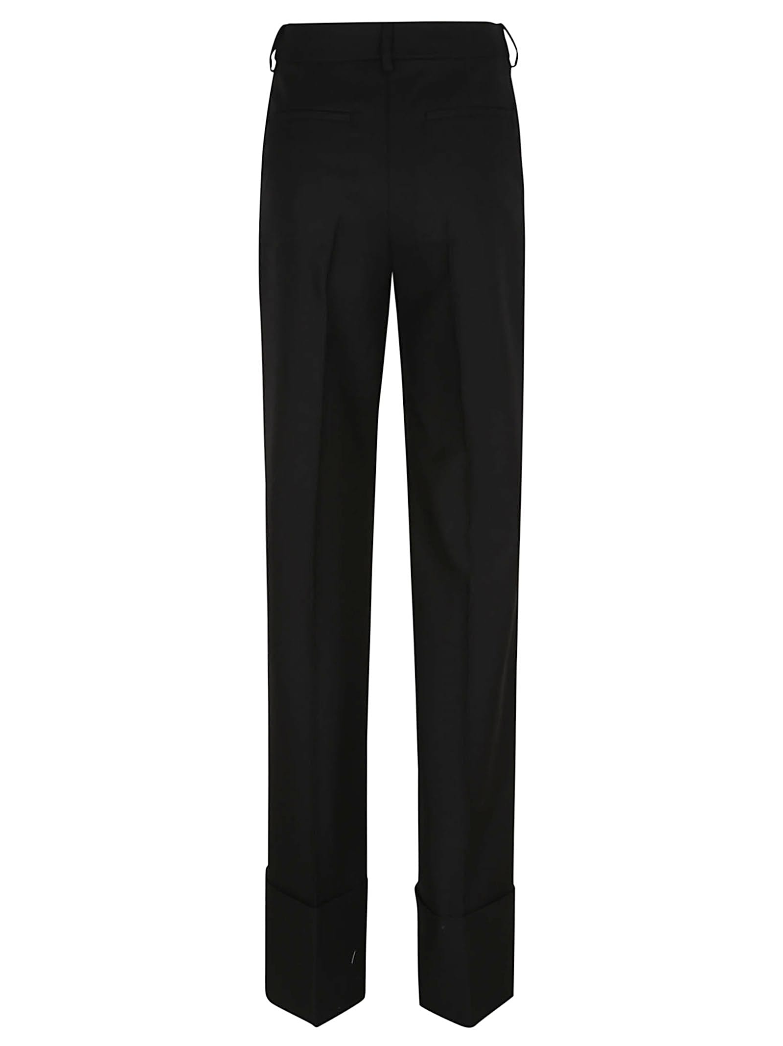 Shop Valentino Pantalone Solid Lana Vergine In No Nero