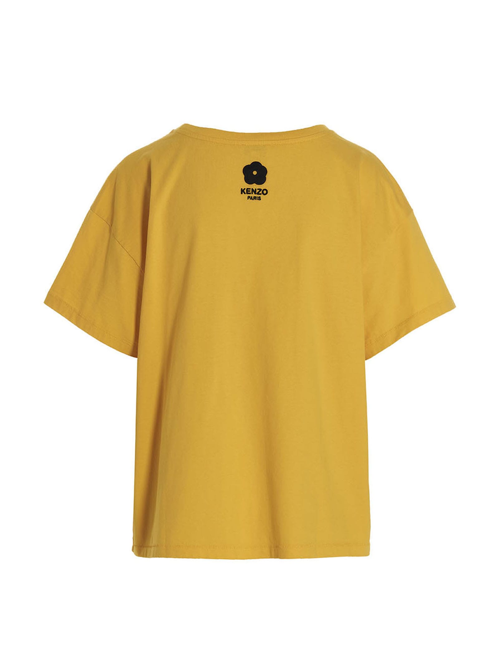 Shop Kenzo Oversize T-shirt With Elephant And Logo On The Chest In Yellow