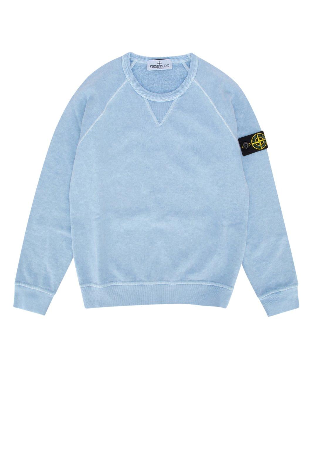 Shop Stone Island Compass-patch Crewneck Sweatshirt In Blue