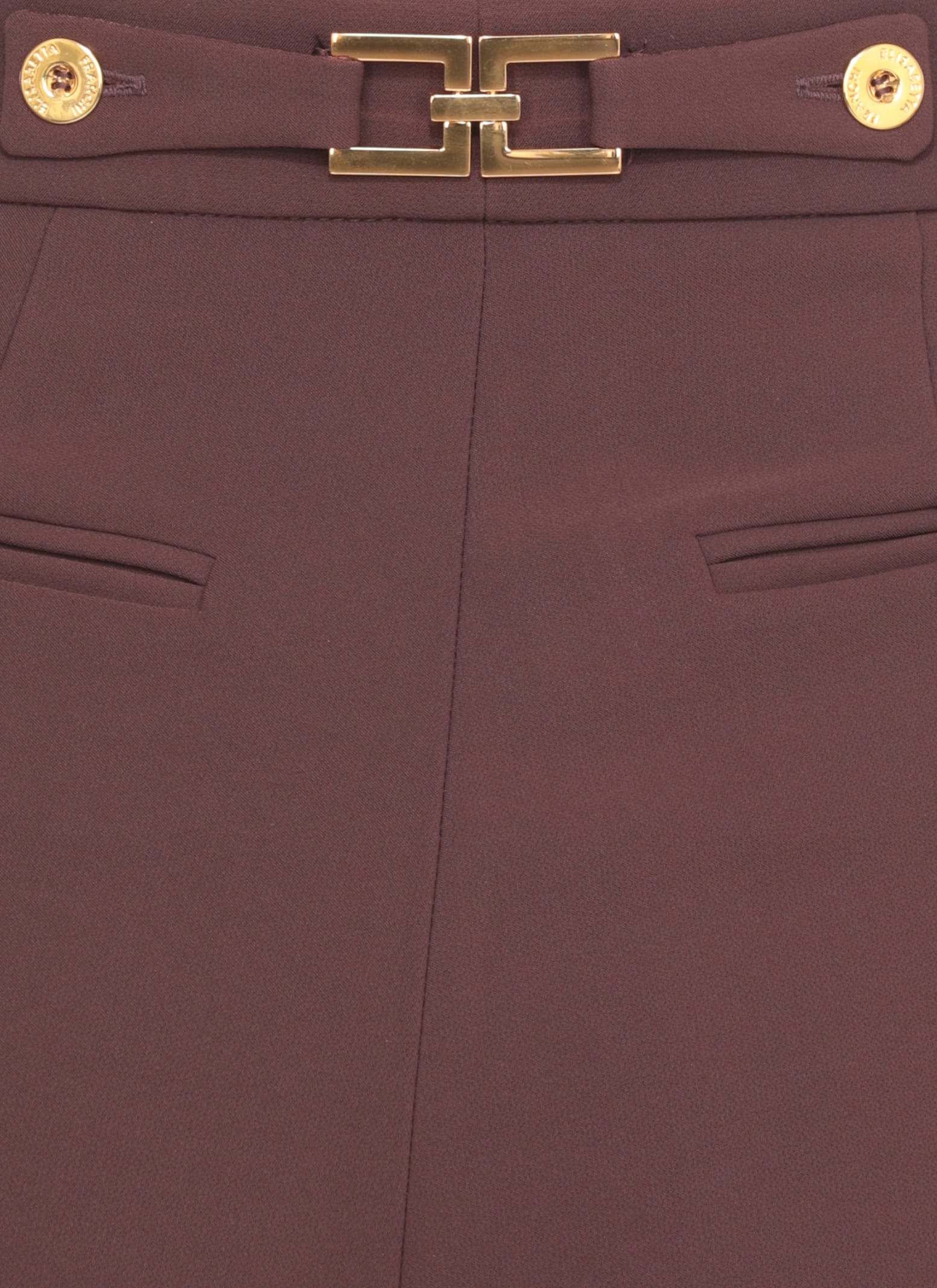 Elisabetta Franchi High Waist Wide Leg Trousers With Pockets In Burgundy