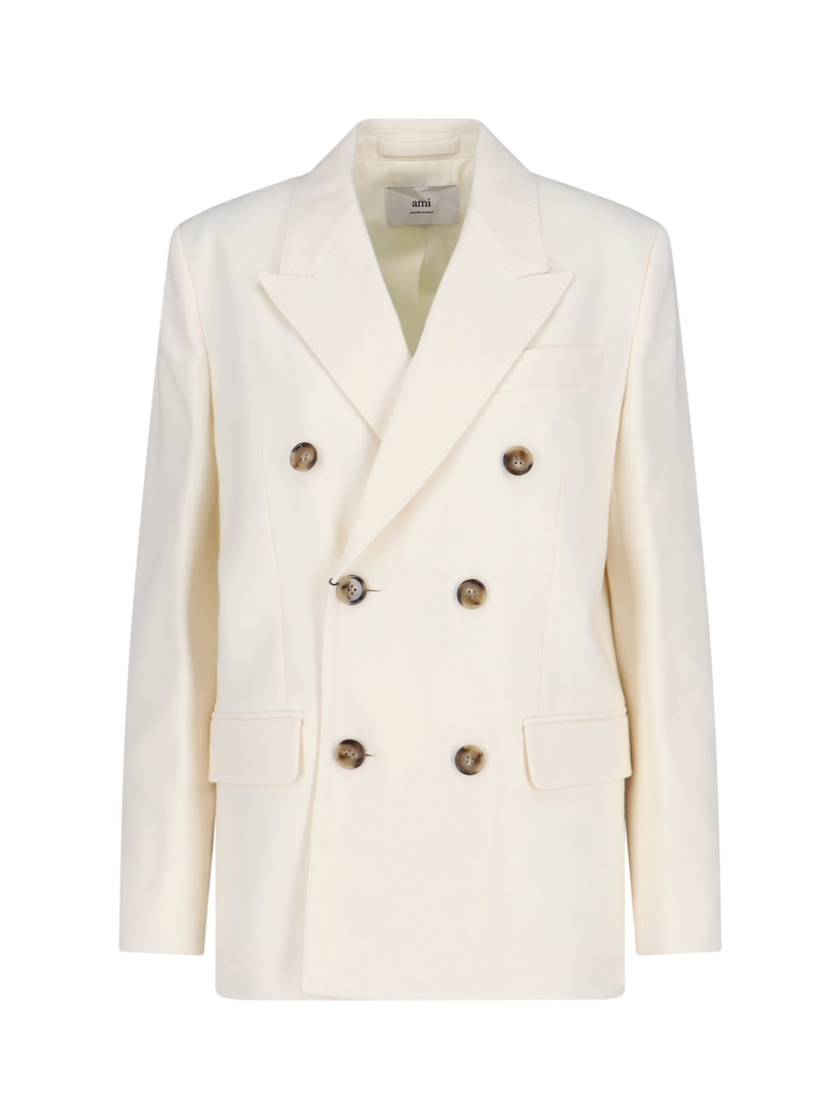 Ami Alexandre Mattiussi Double-breasted Blazer Flap Pockets In White